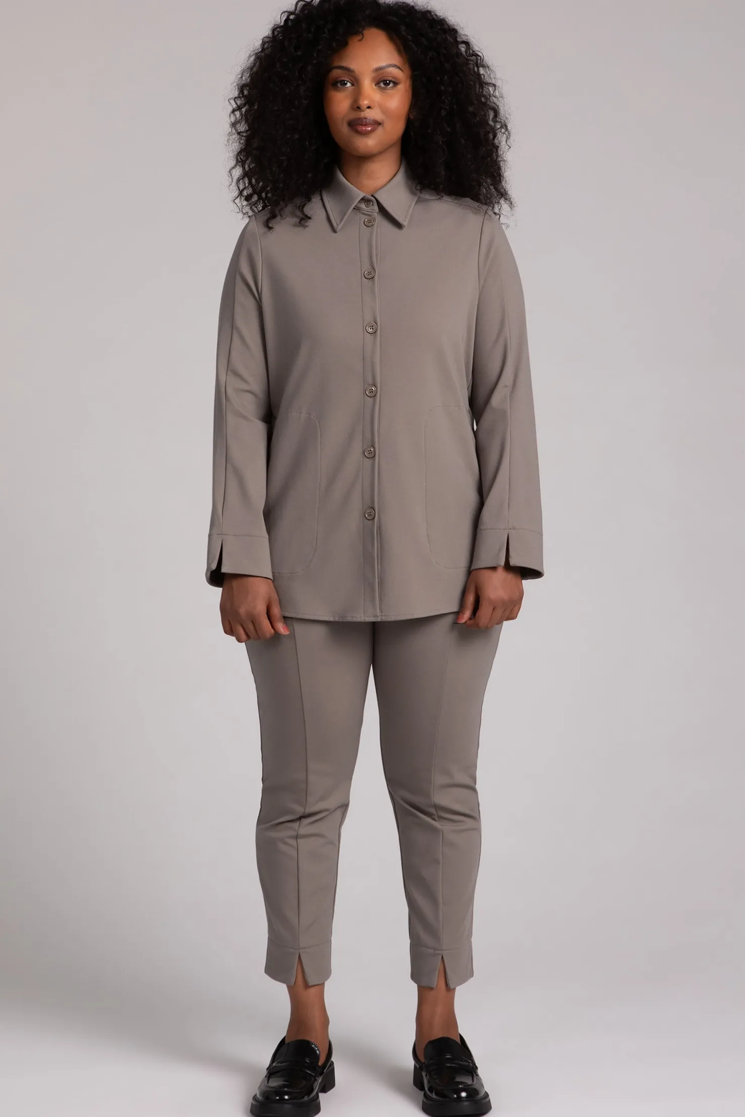 Sympli Jackets & Coats>Ponte Hepburn Shacket Taupe