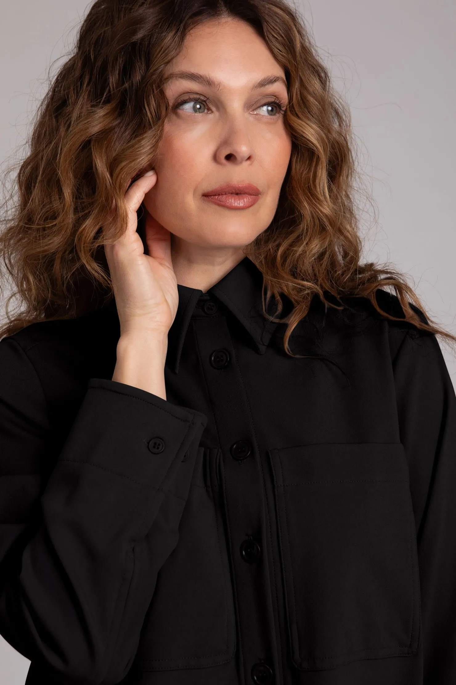Sympli Jackets & Coats>Ponte Hepburn Shorty Shacket Black