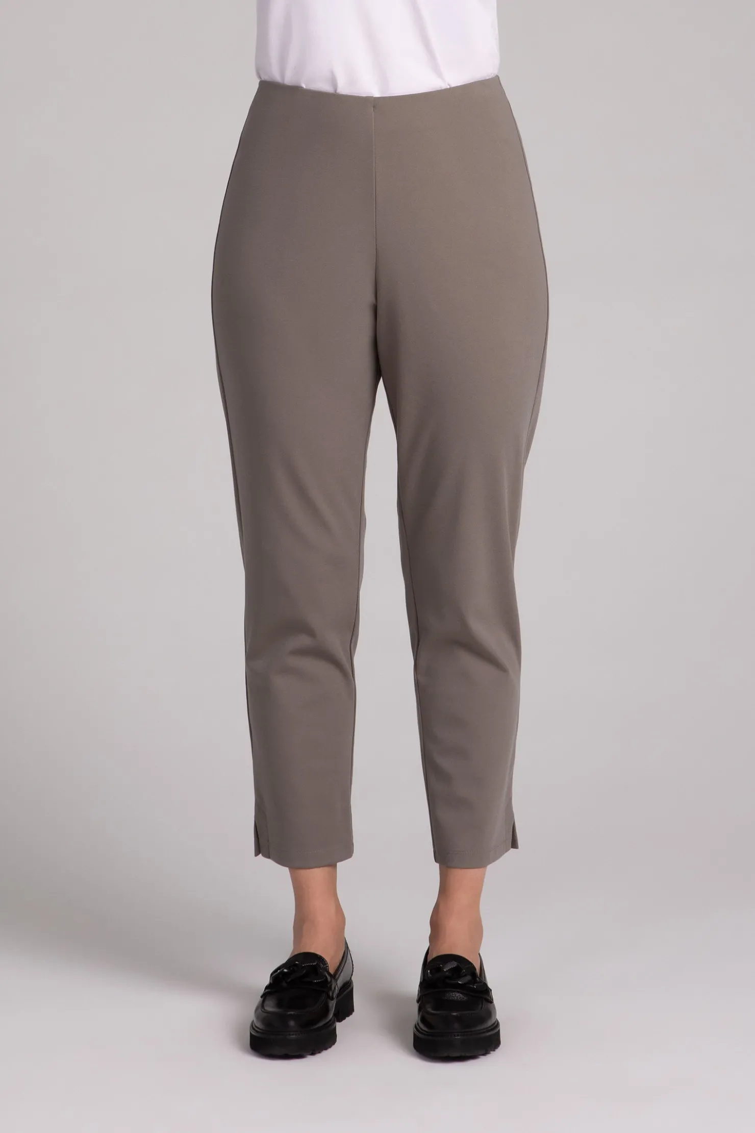 Sympli Bottoms>Ponte Narrow Ankle Pant Taupe