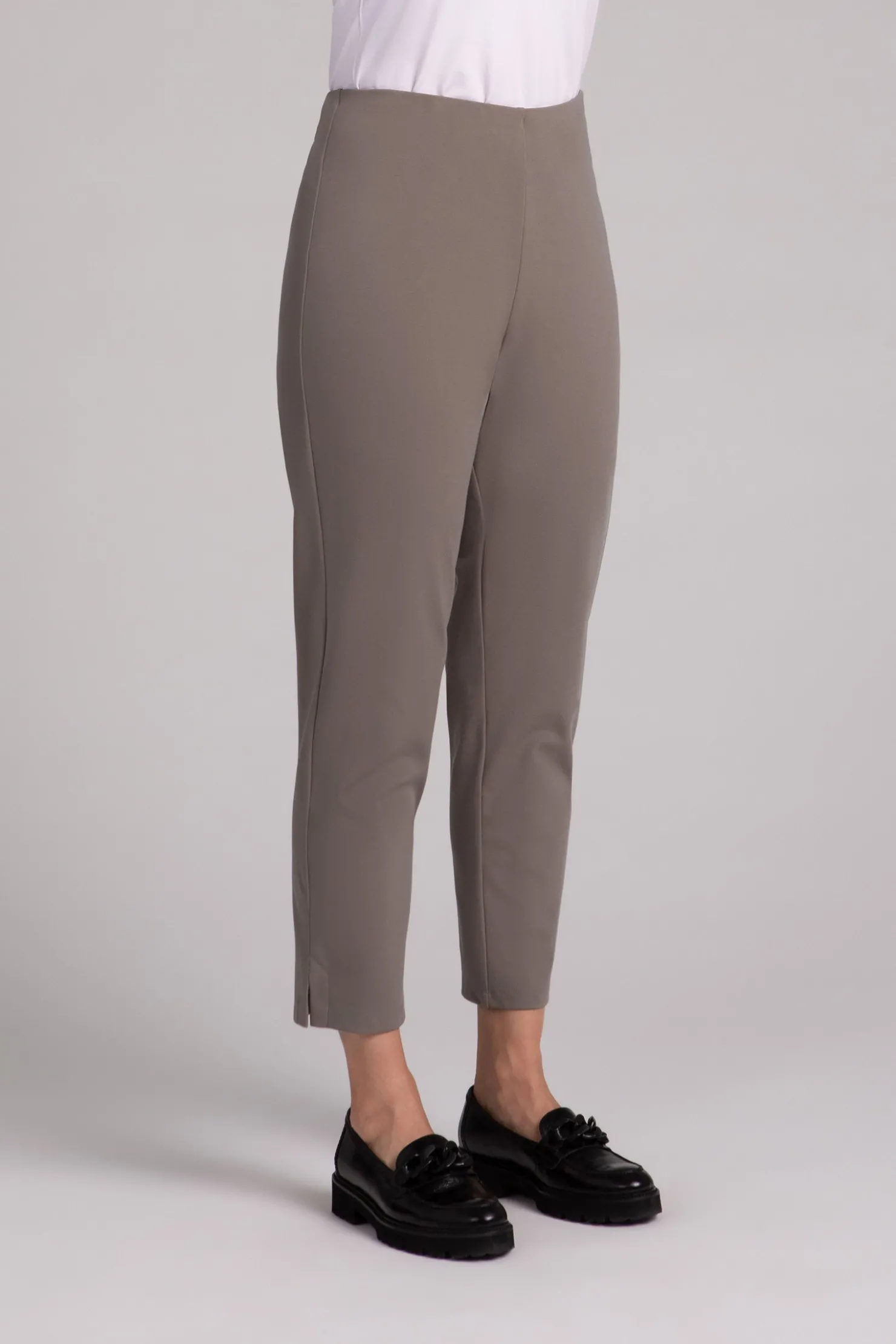 Sympli Bottoms>Ponte Narrow Ankle Pant Taupe
