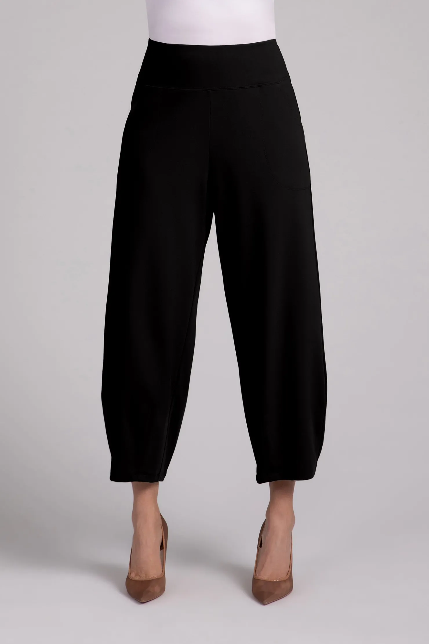 Sympli Bottoms>Ponte Narrow Lantern Pant Black