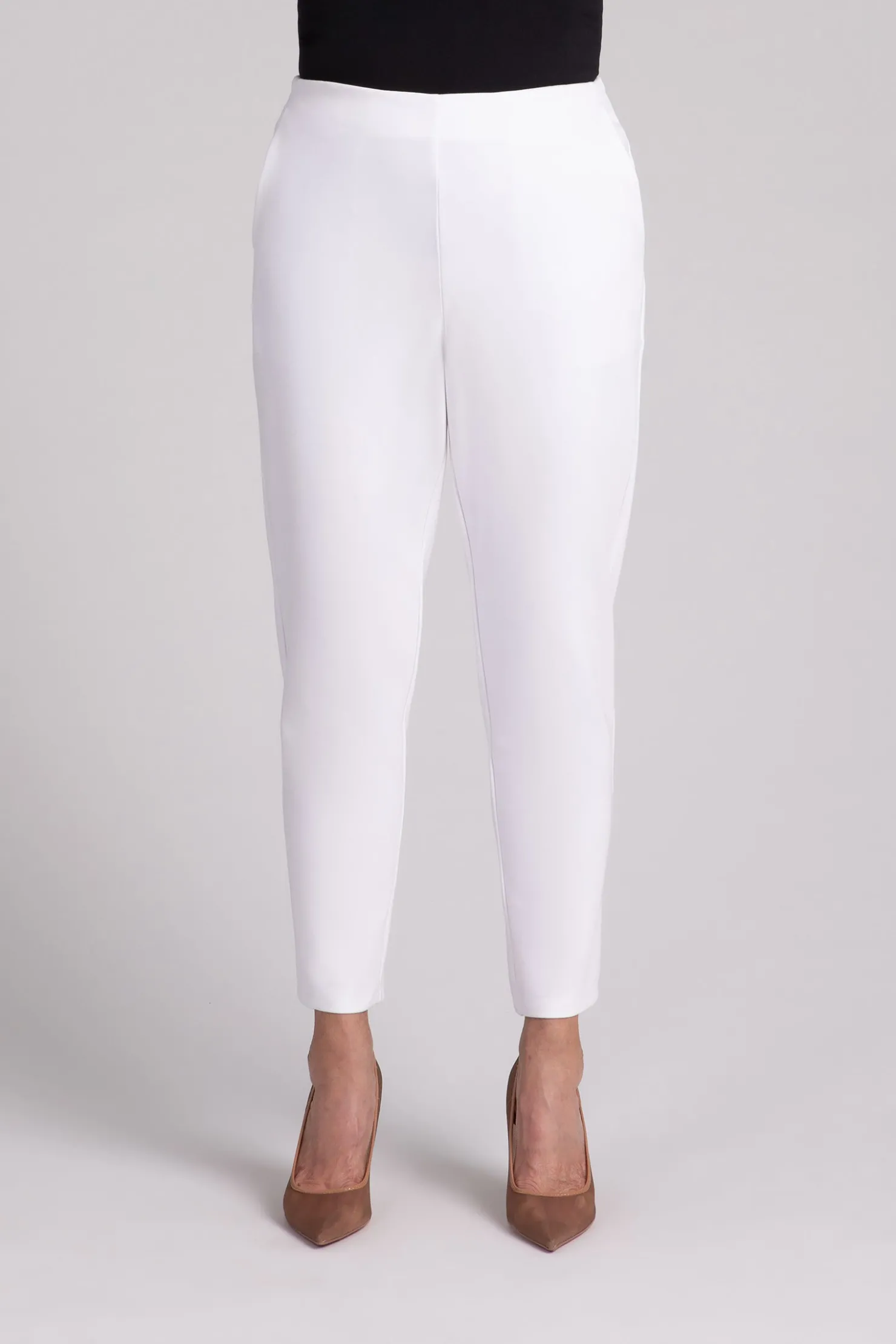 Sympli Bottoms>Ponte Pull On Pencil Ankle Pant White