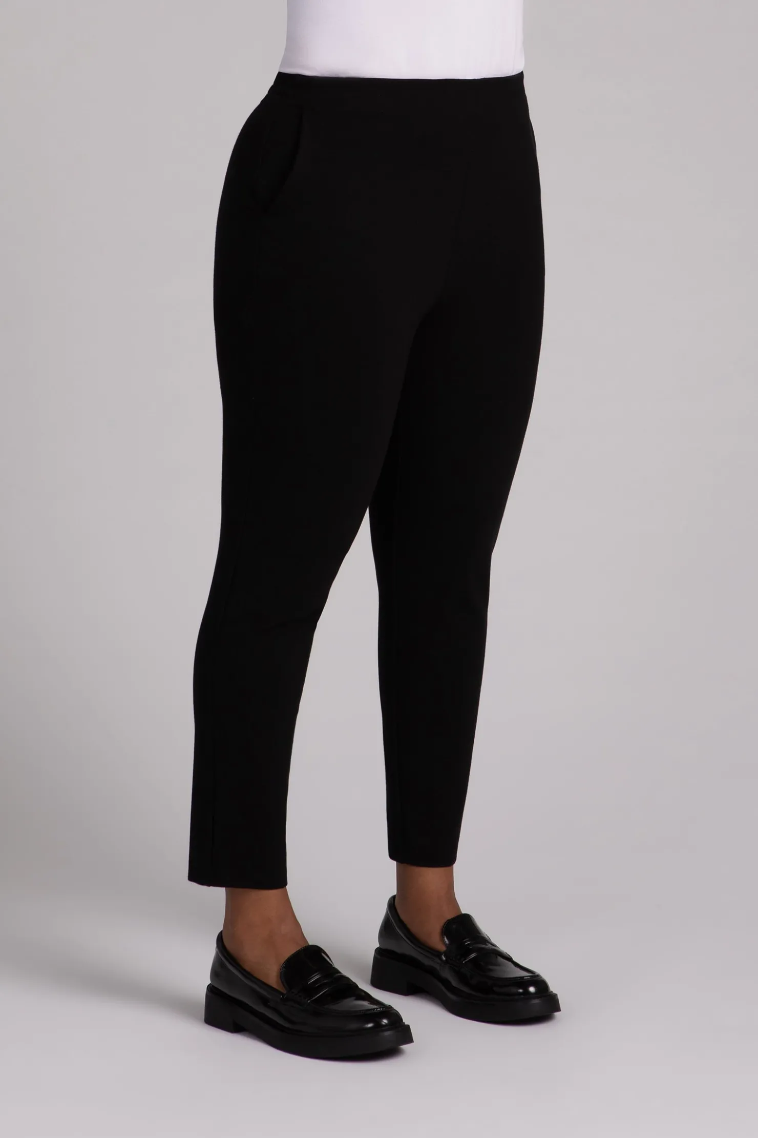 Sympli Bottoms>Ponte Pull On Pencil Ankle Pant Black