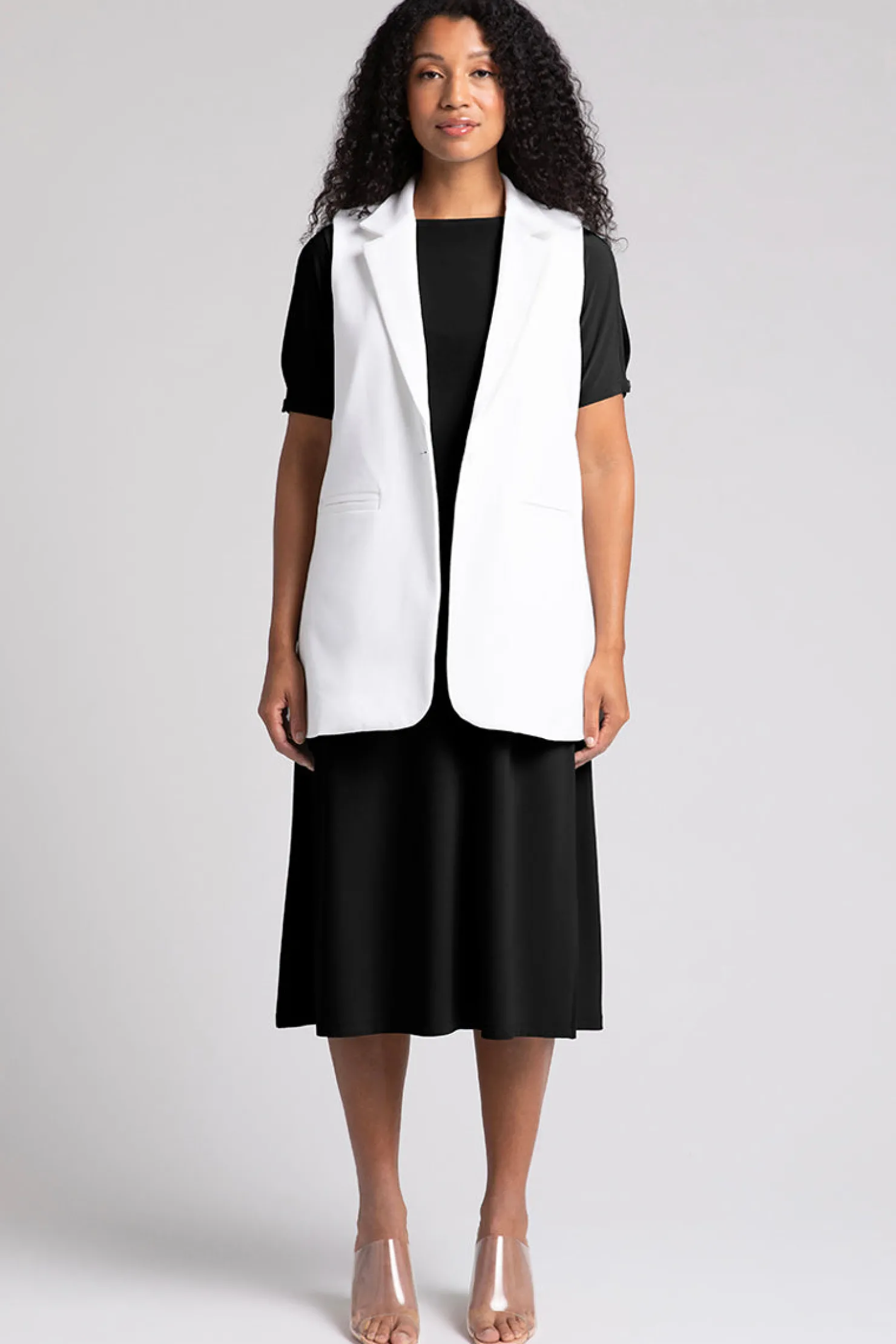 Sympli Jackets & Coats>Ponte Sleeveless Jacket White