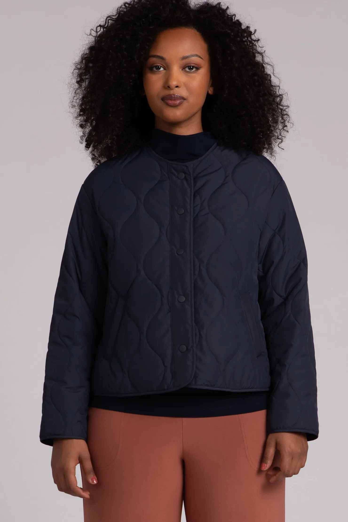 Sympli Jackets & Coats>Quilted Outdoor Cardigan Navy