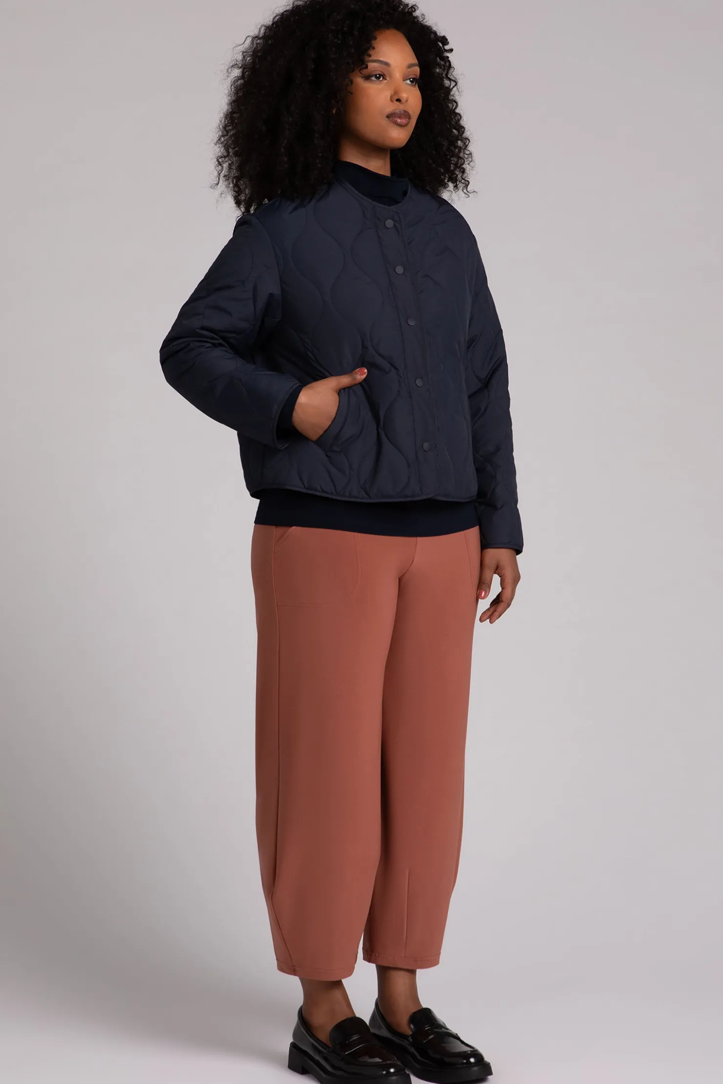 Sympli Jackets & Coats>Quilted Outdoor Cardigan Navy