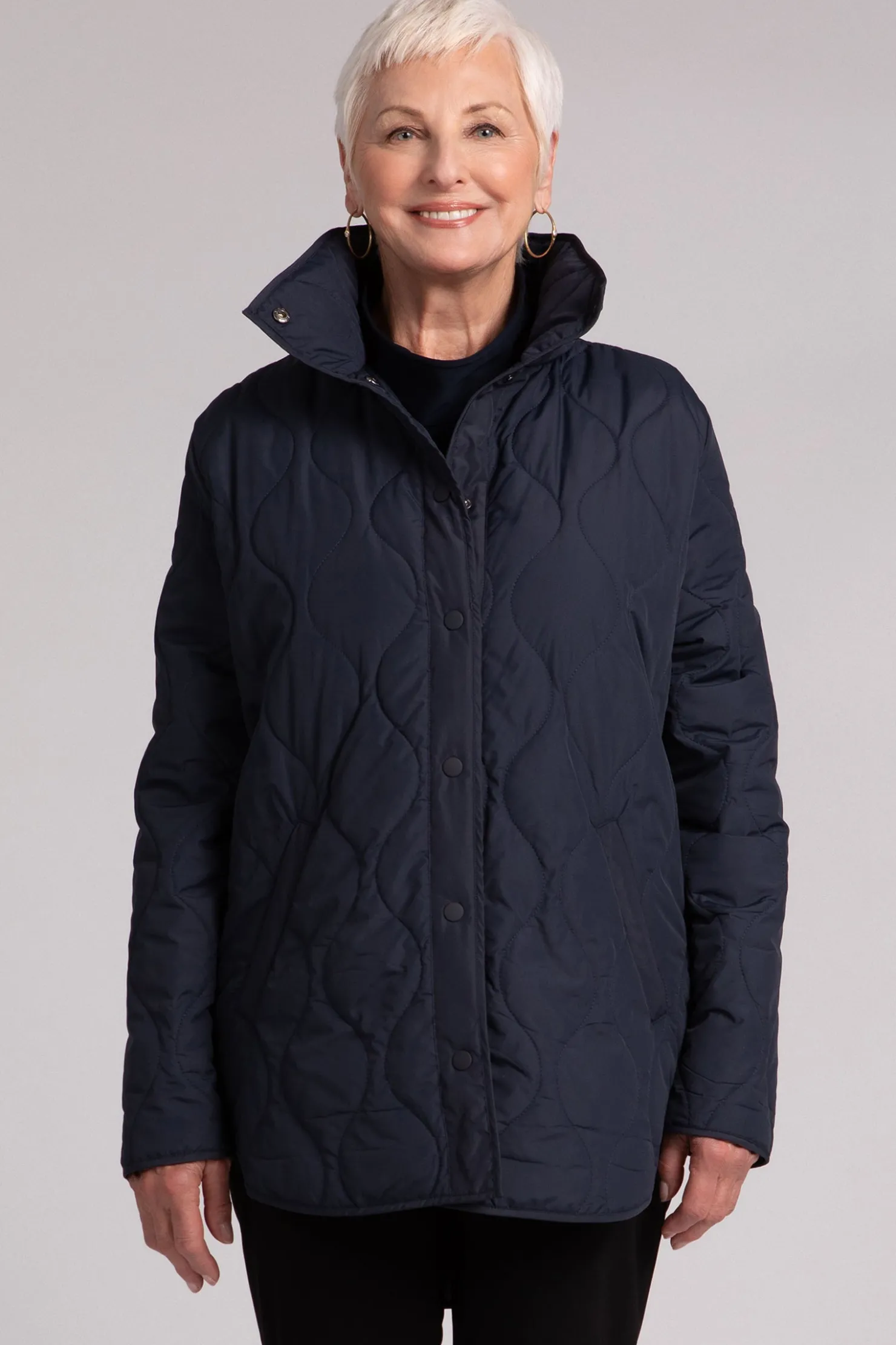 Sympli Jackets & Coats>Quilted Shirt Jacket Navy