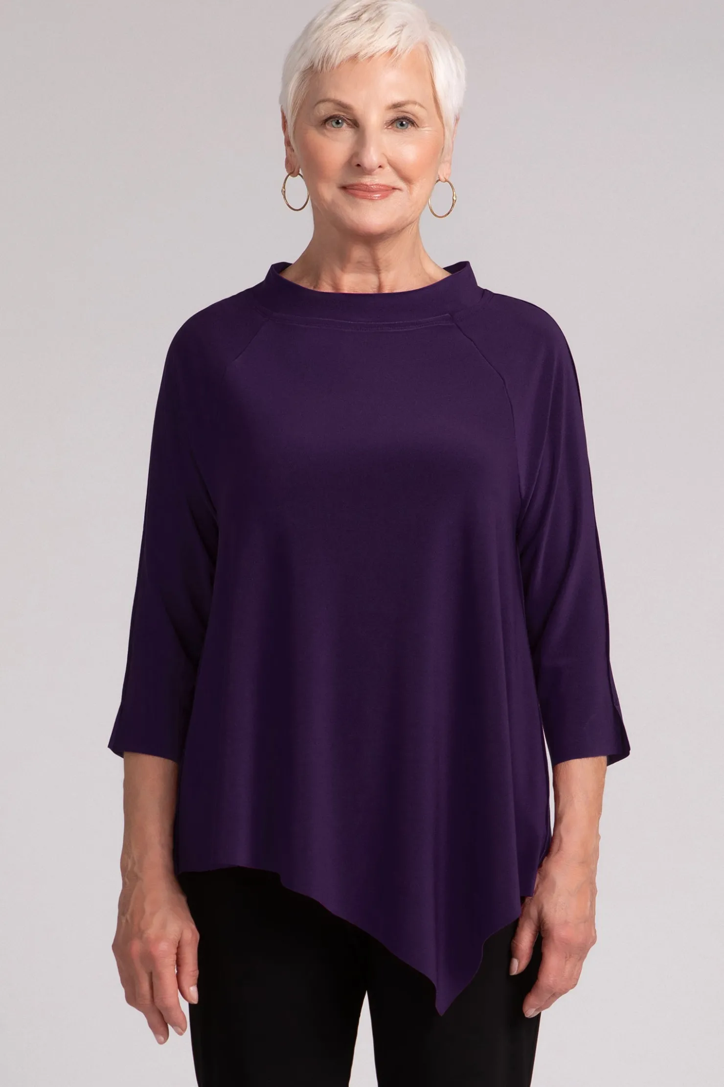 Sympli Tops>Raglan Handkerchief Top Blackberry