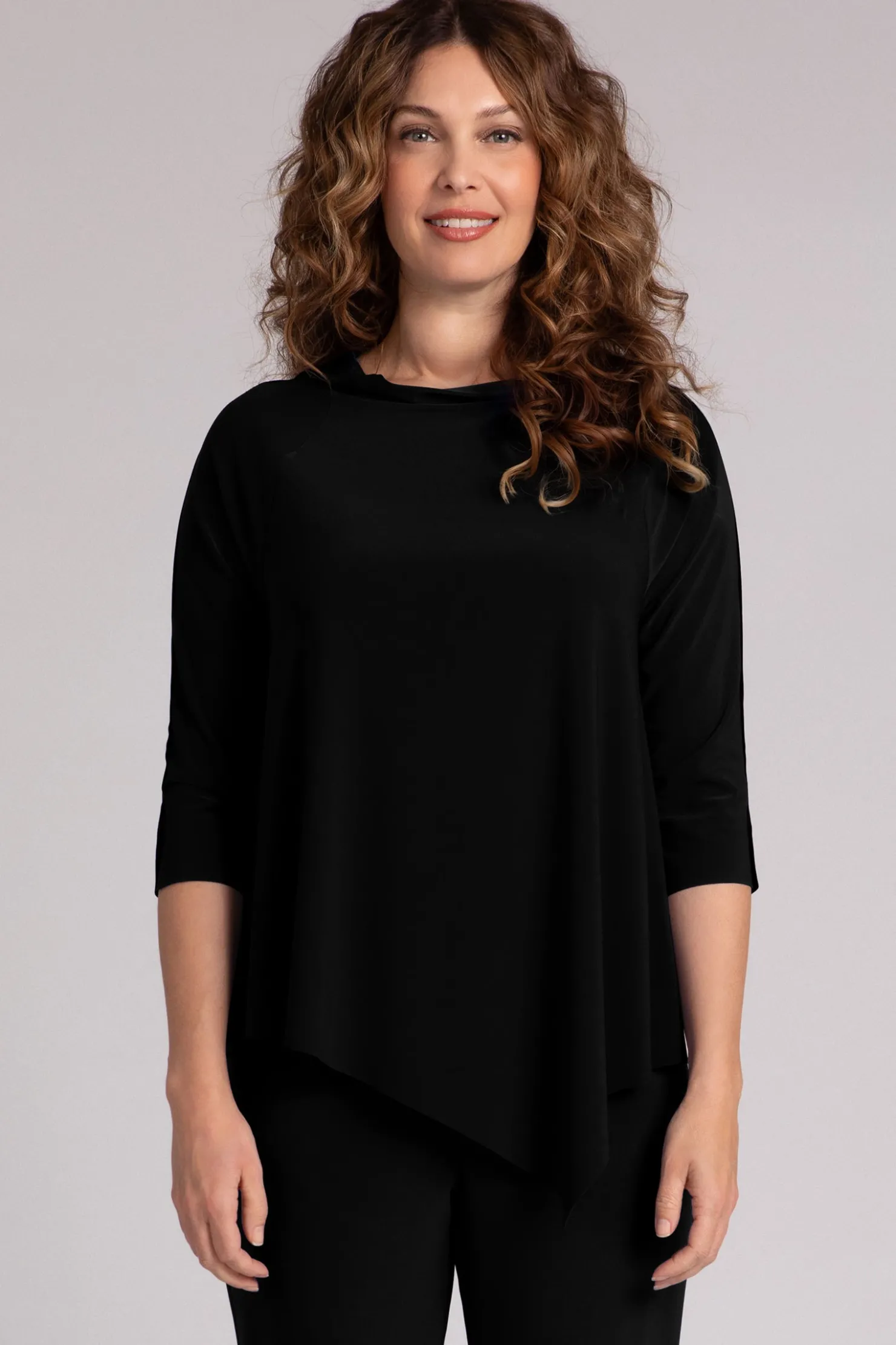 Sympli Tops>Raglan Handkerchief Top Black