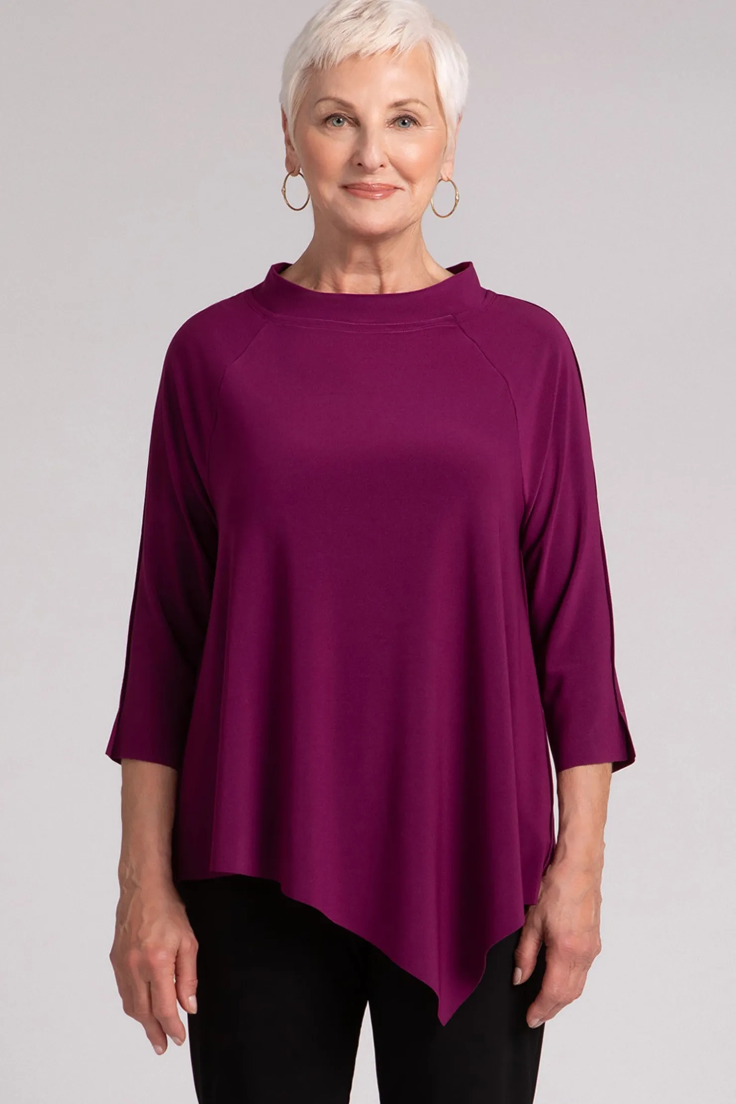 Sympli Tops>Raglan Handkerchief Top Amaranth