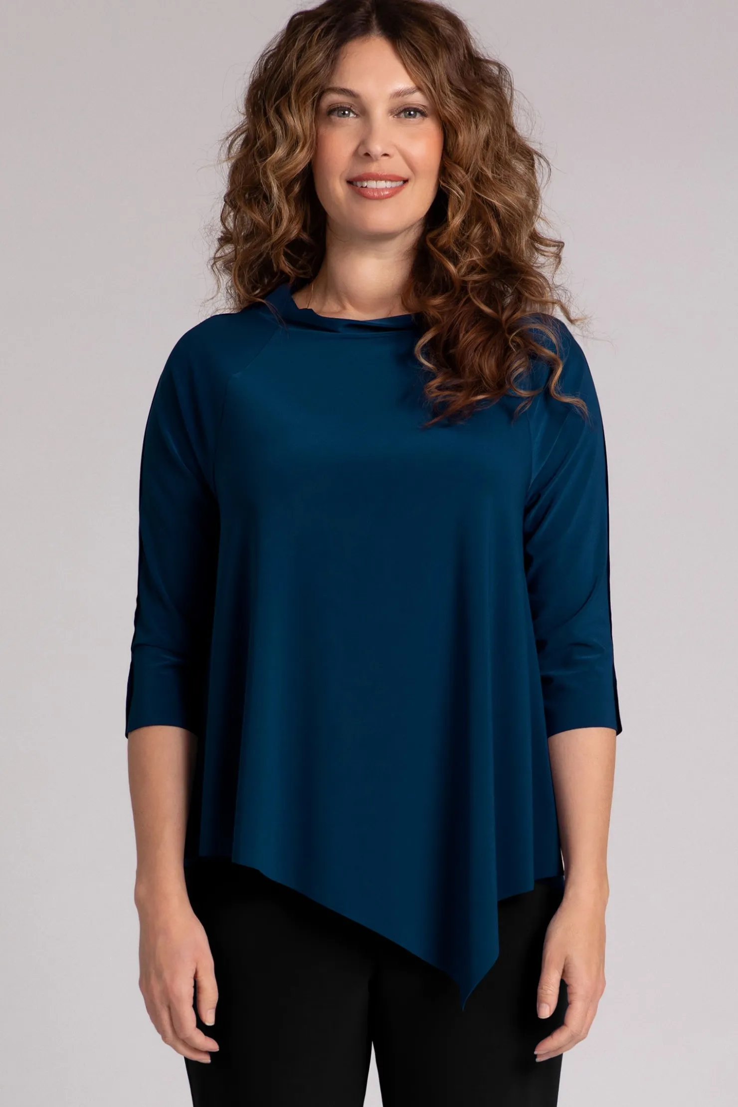 Sympli Tops>Raglan Handkerchief Top Atlantis