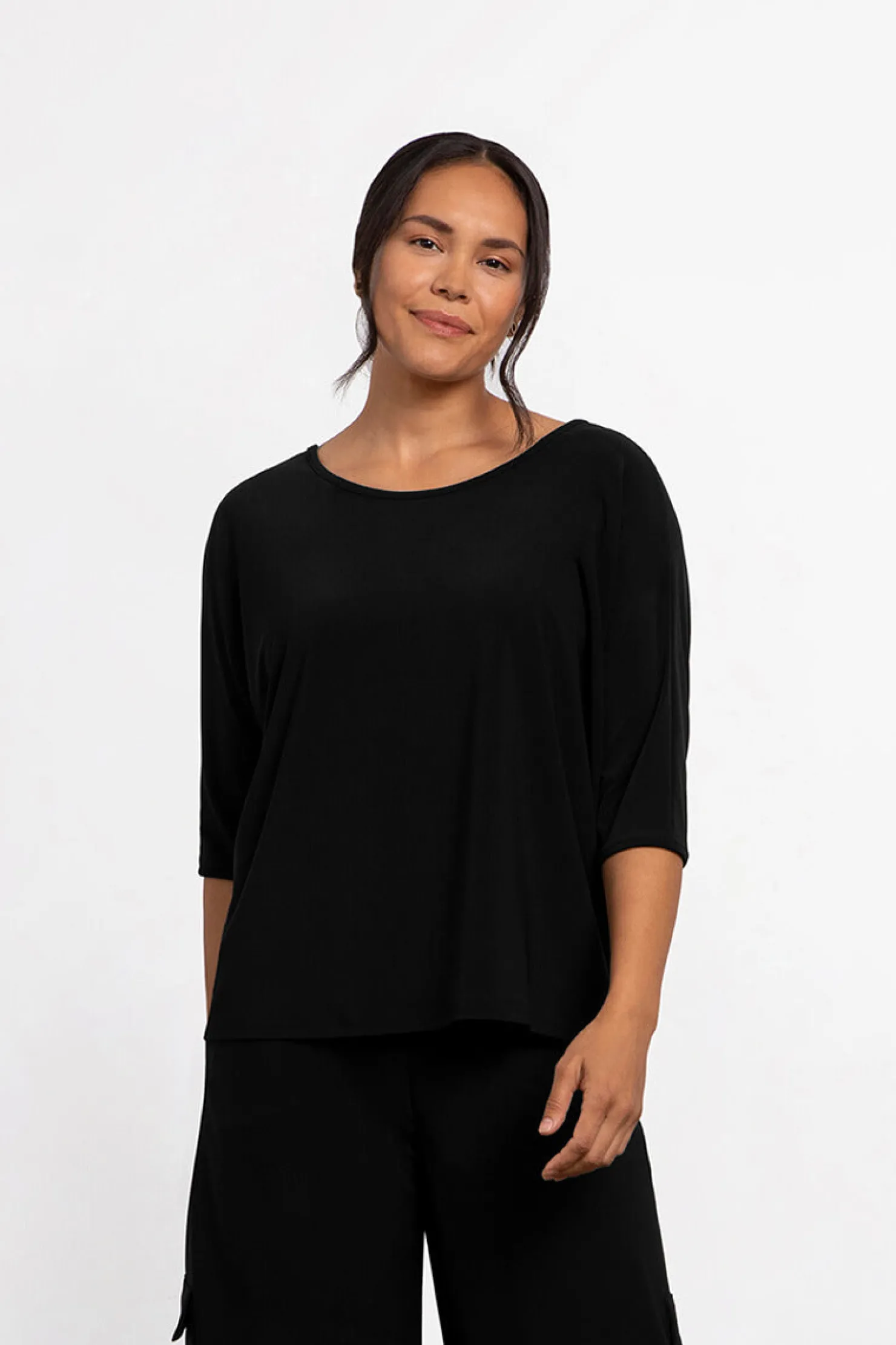 Sympli Tops>Reversible Cinch Top Black