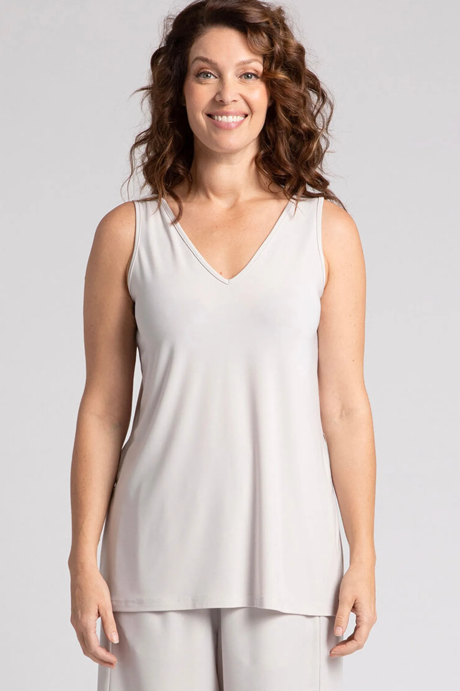 Sympli Tops>Reversible Go To Tank Relax Cashew