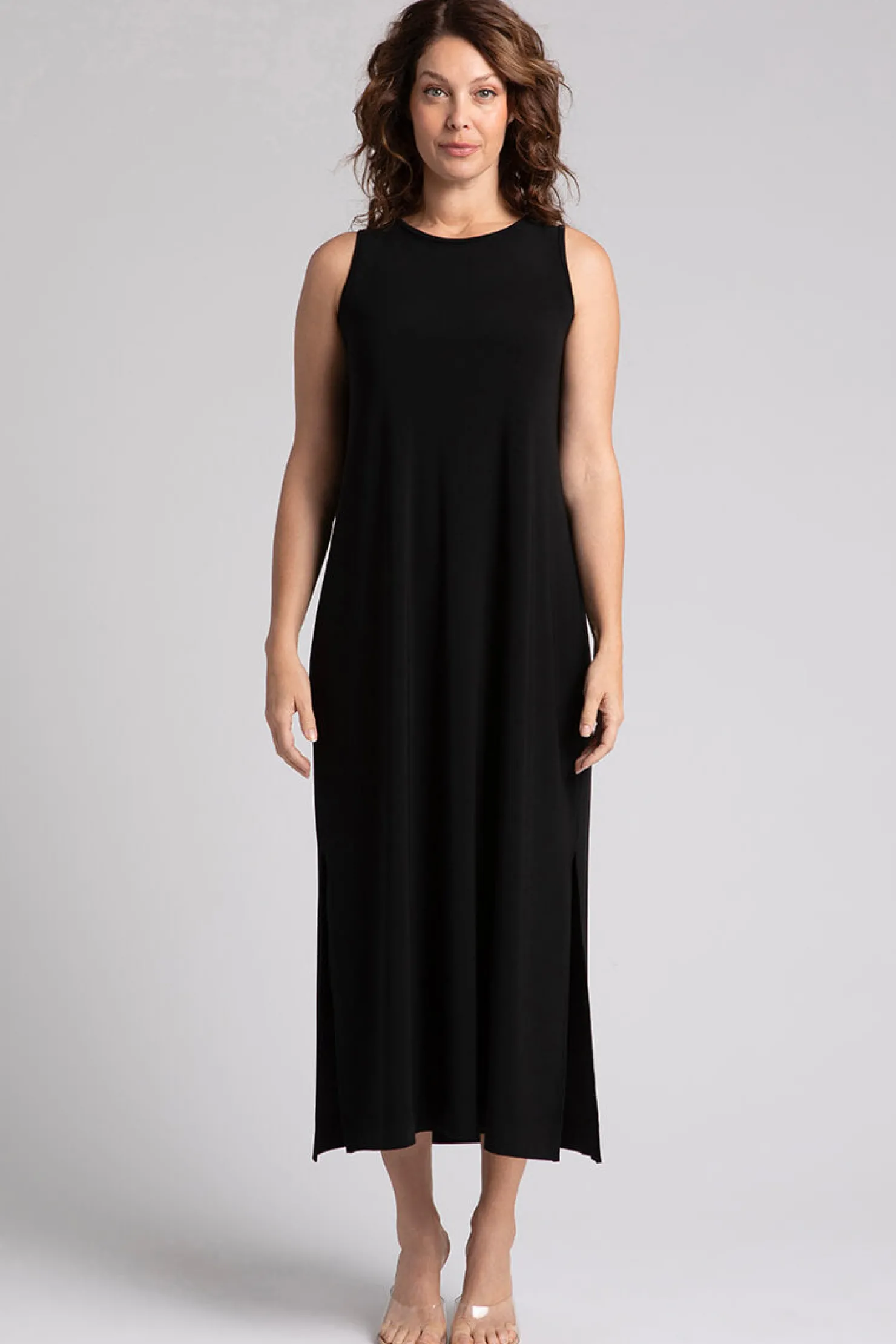 Sympli Dresses>Reversible Slit Tank Dress Black