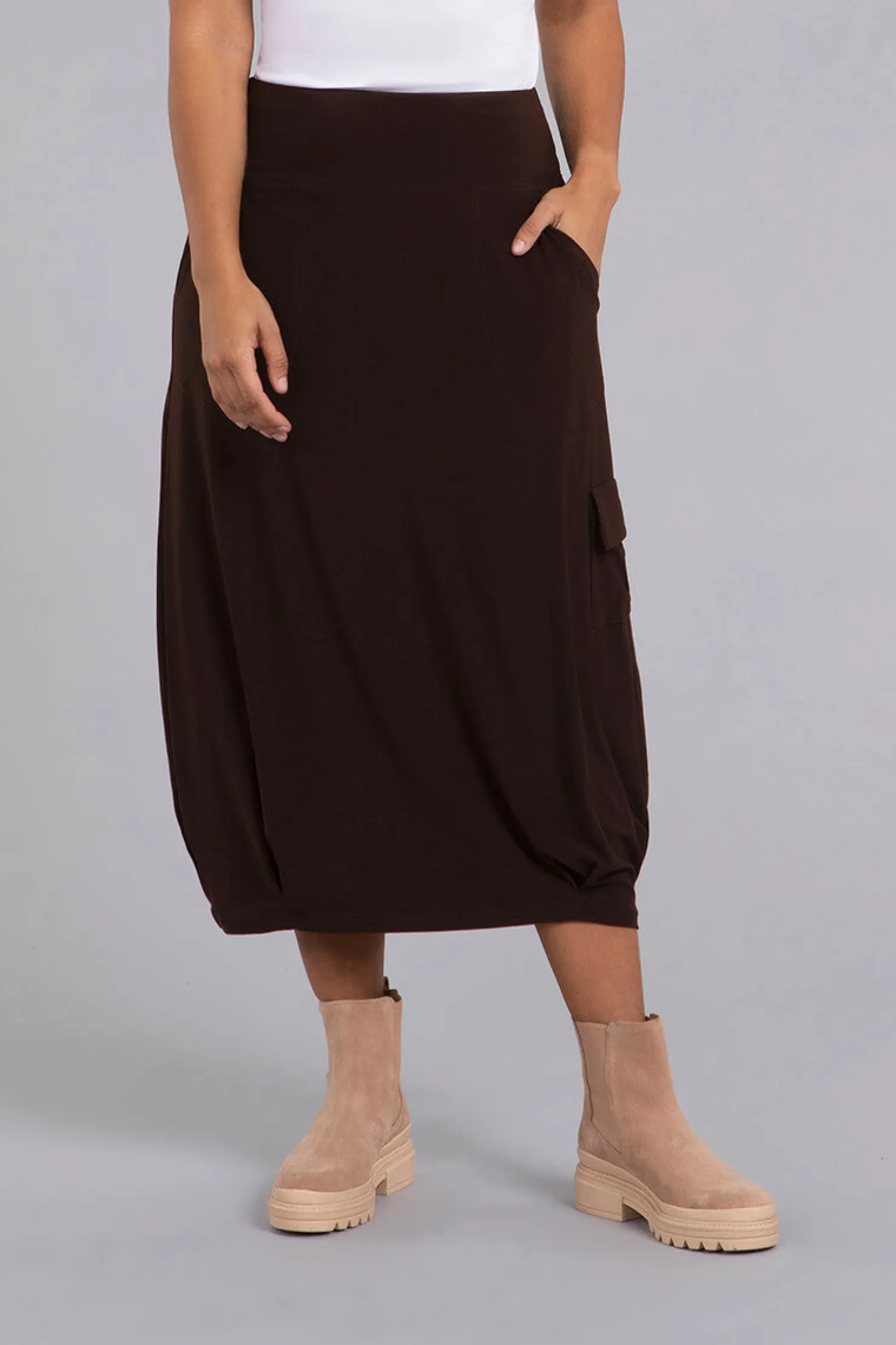 Sympli Bottoms>Safari Skirt Coffee