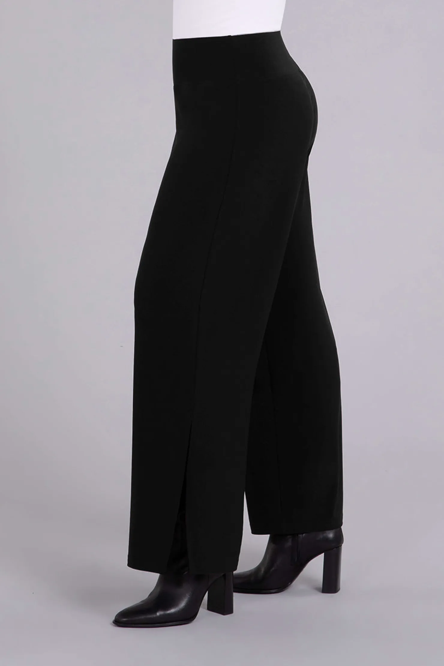Sympli Bottoms>Side Slit Wide Pant Black