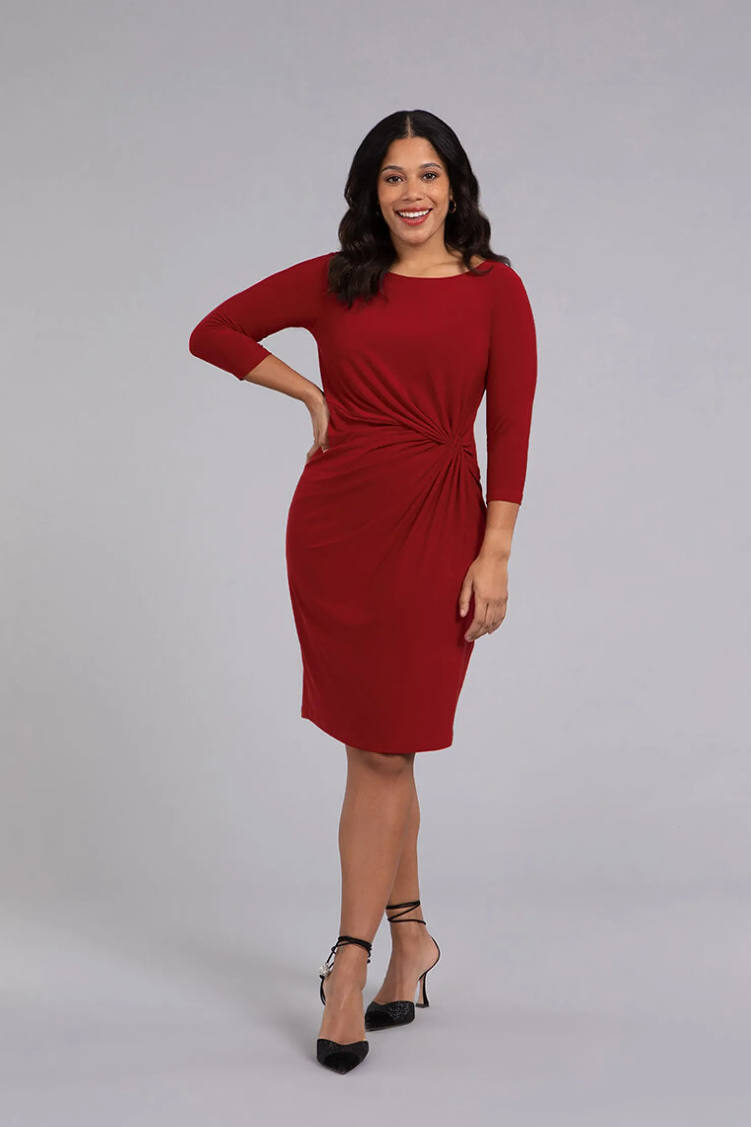 Sympli Dresses>Side Twist Dress Red