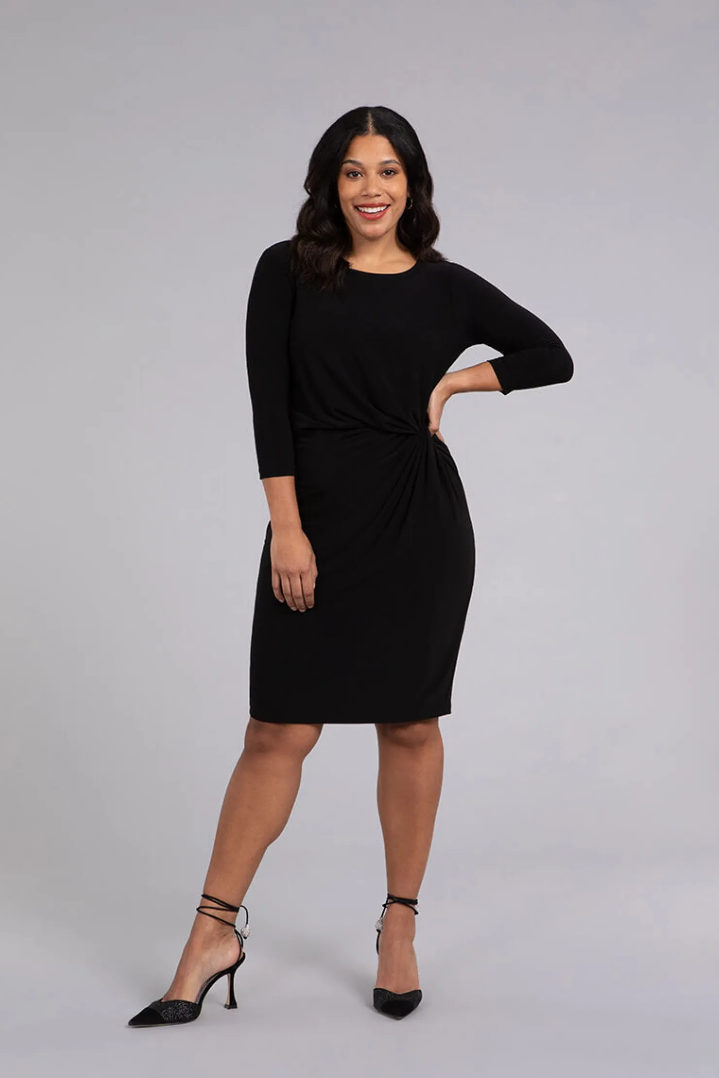 Sympli Dresses>Side Twist Dress Black