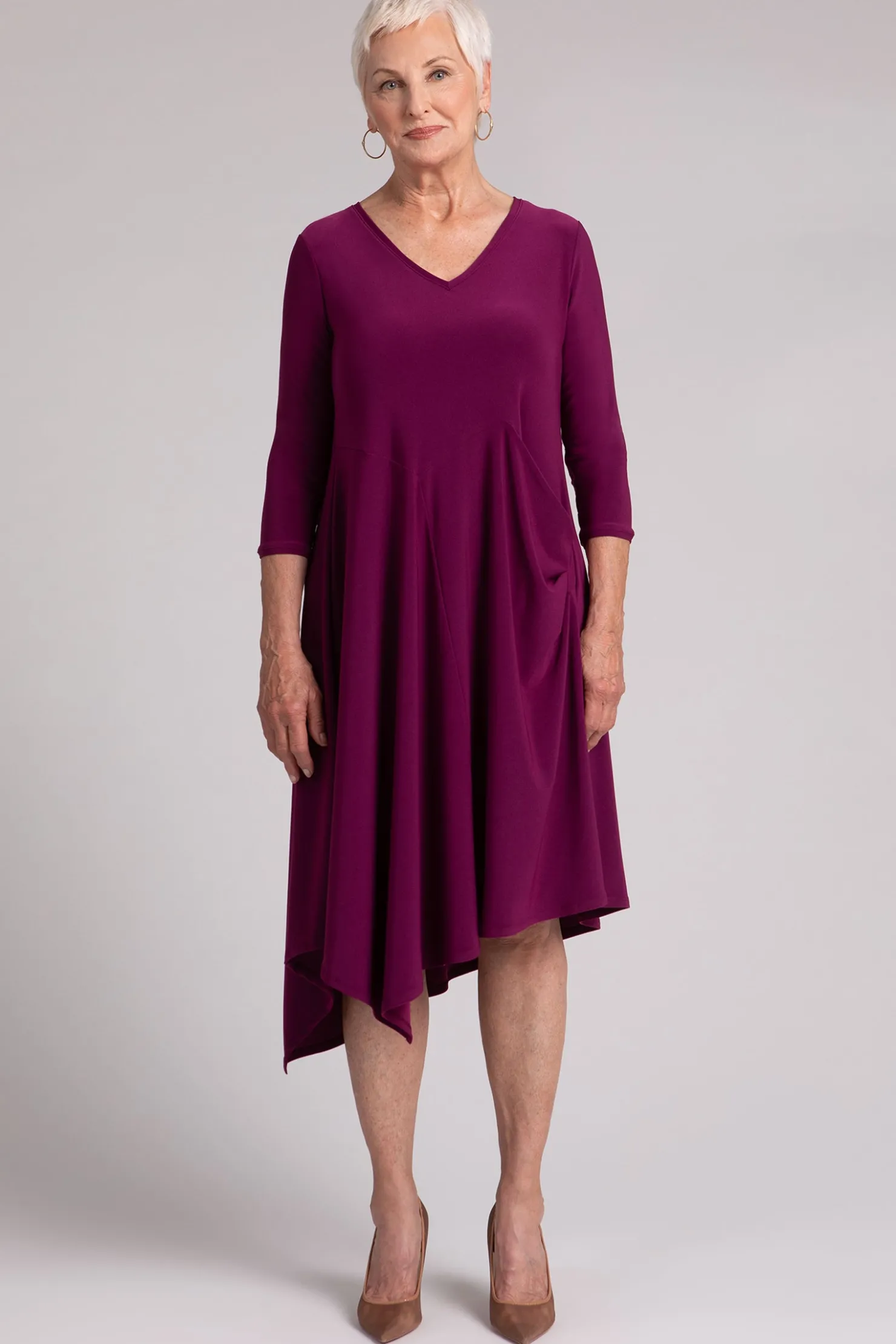 Sympli Dresses>Slant Pocket Dress Amaranth