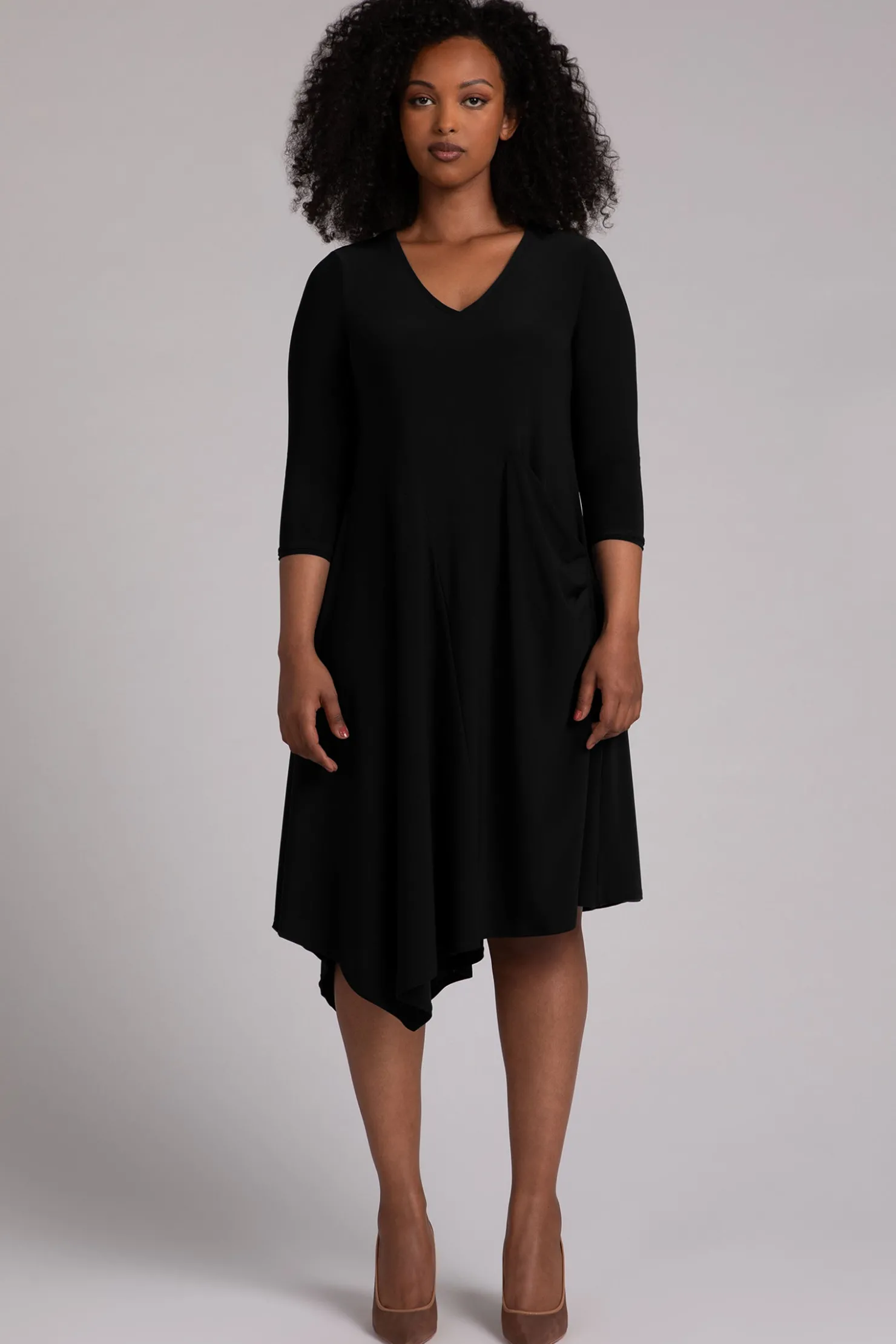 Sympli Dresses>Slant Pocket Dress Black