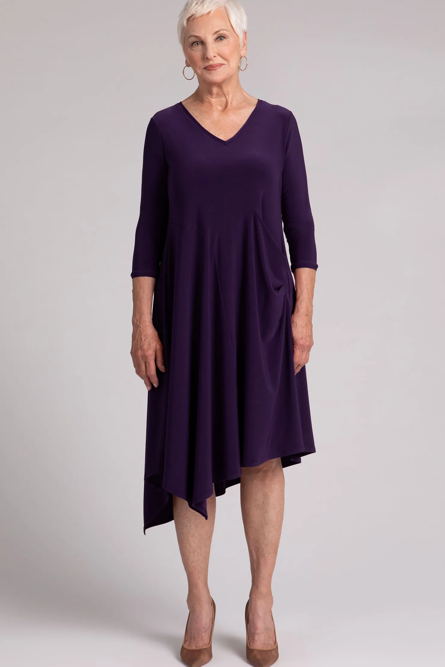Sympli Dresses>Slant Pocket Dress Blackberry