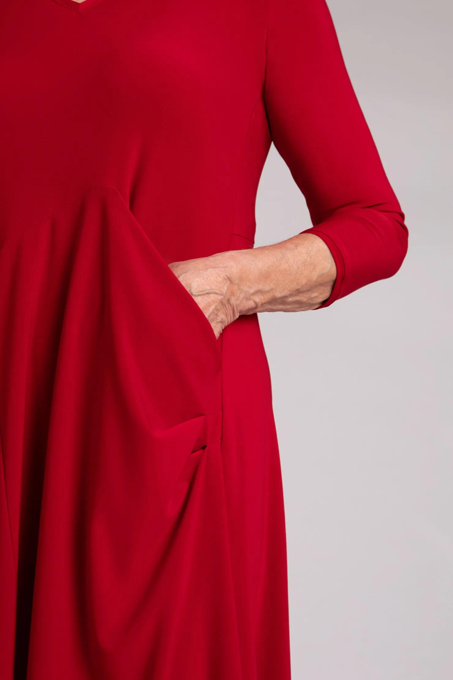 Sympli Dresses>Slant Pocket Dress Red