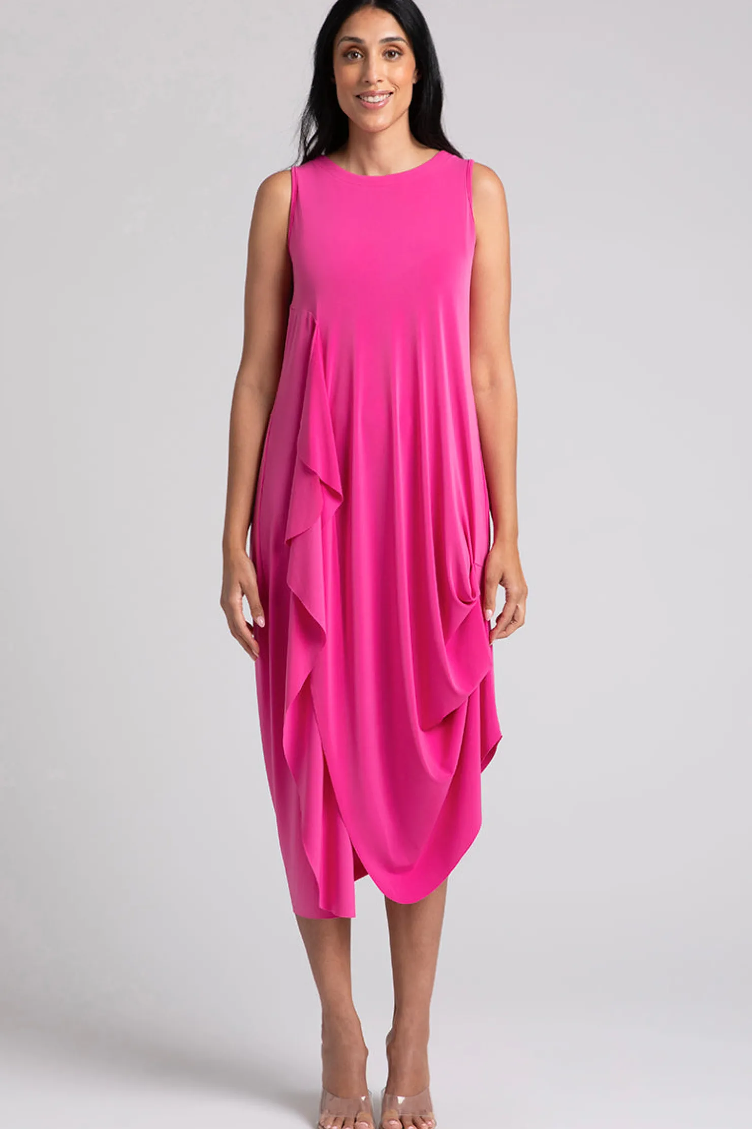 Sympli Dresses>Sleeveless Drama Dress Peony