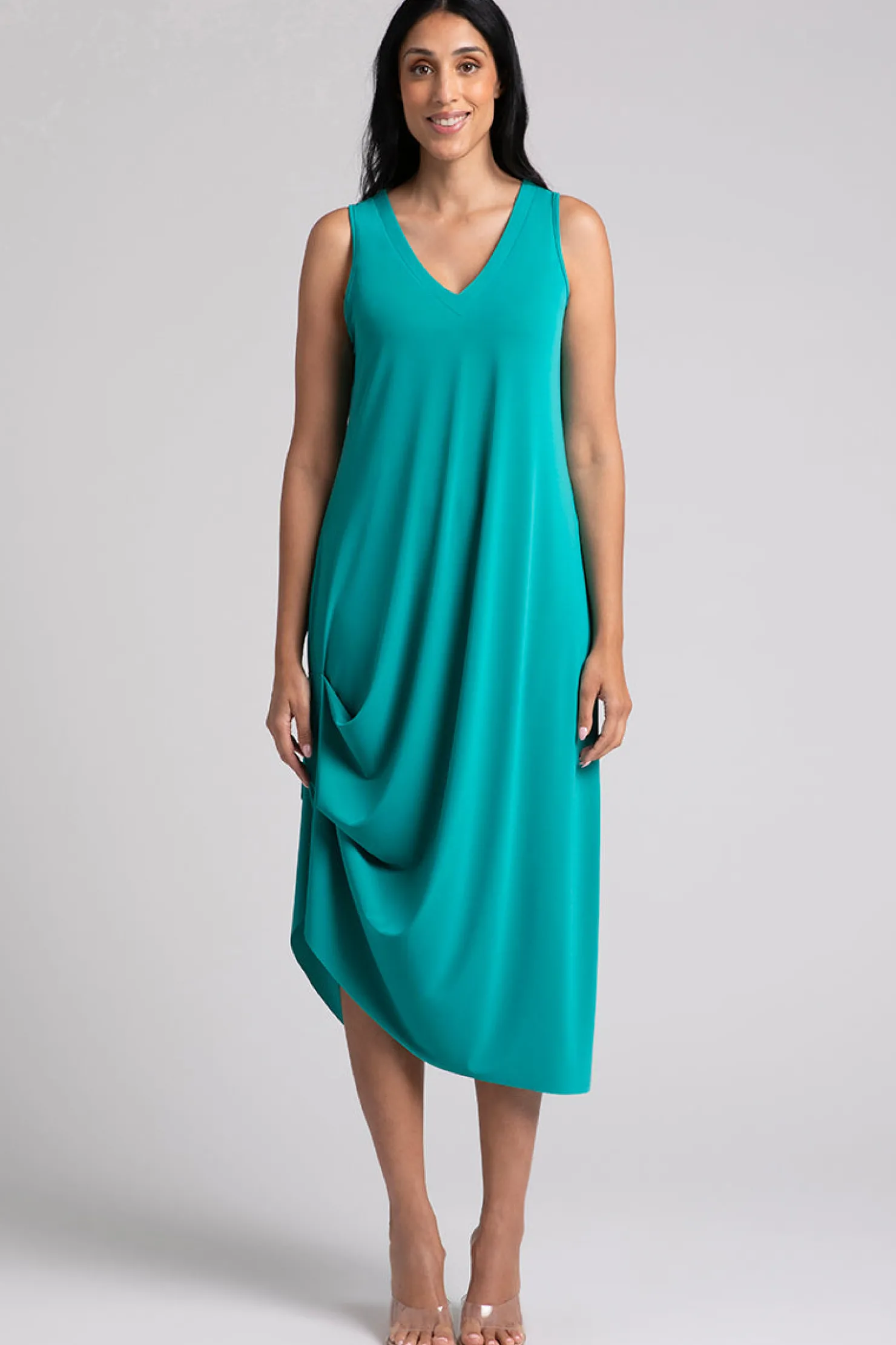 Sympli Dresses>Sleeveless Drama Dress Gem