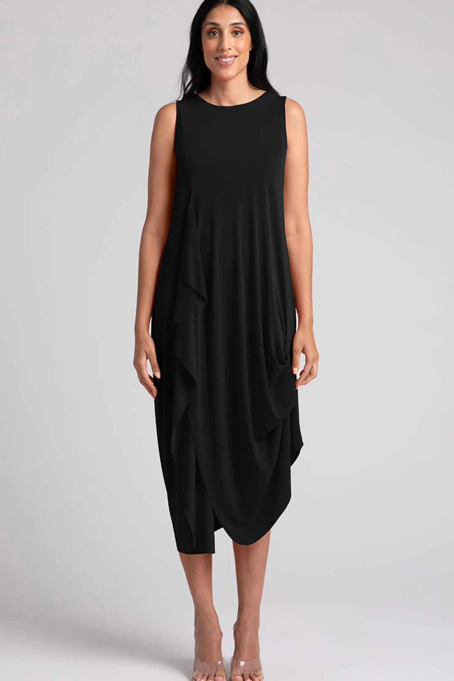 Sympli Dresses>Sleeveless Drama Dress Black