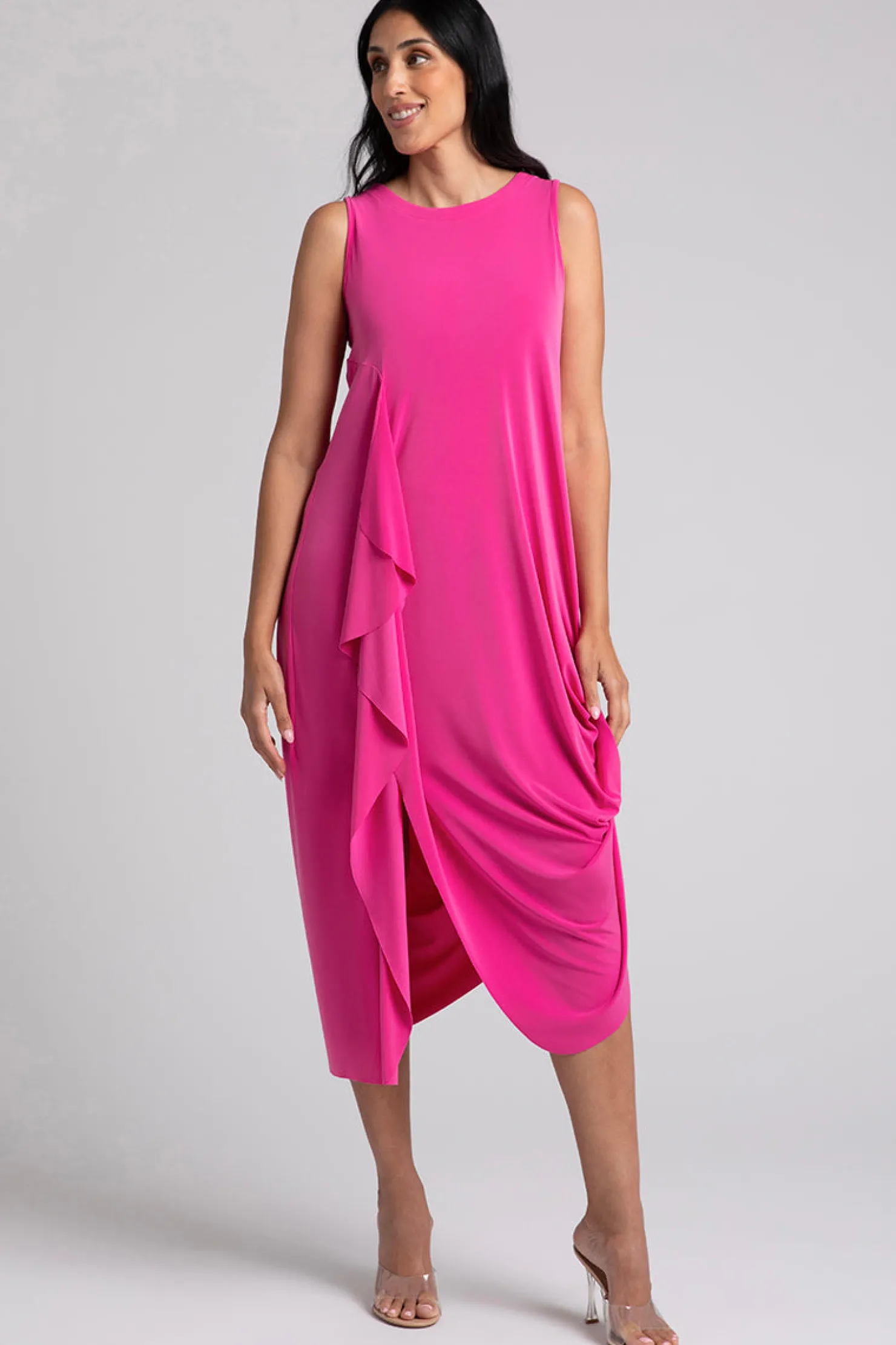 Sympli Dresses>Sleeveless Drama Dress Peony