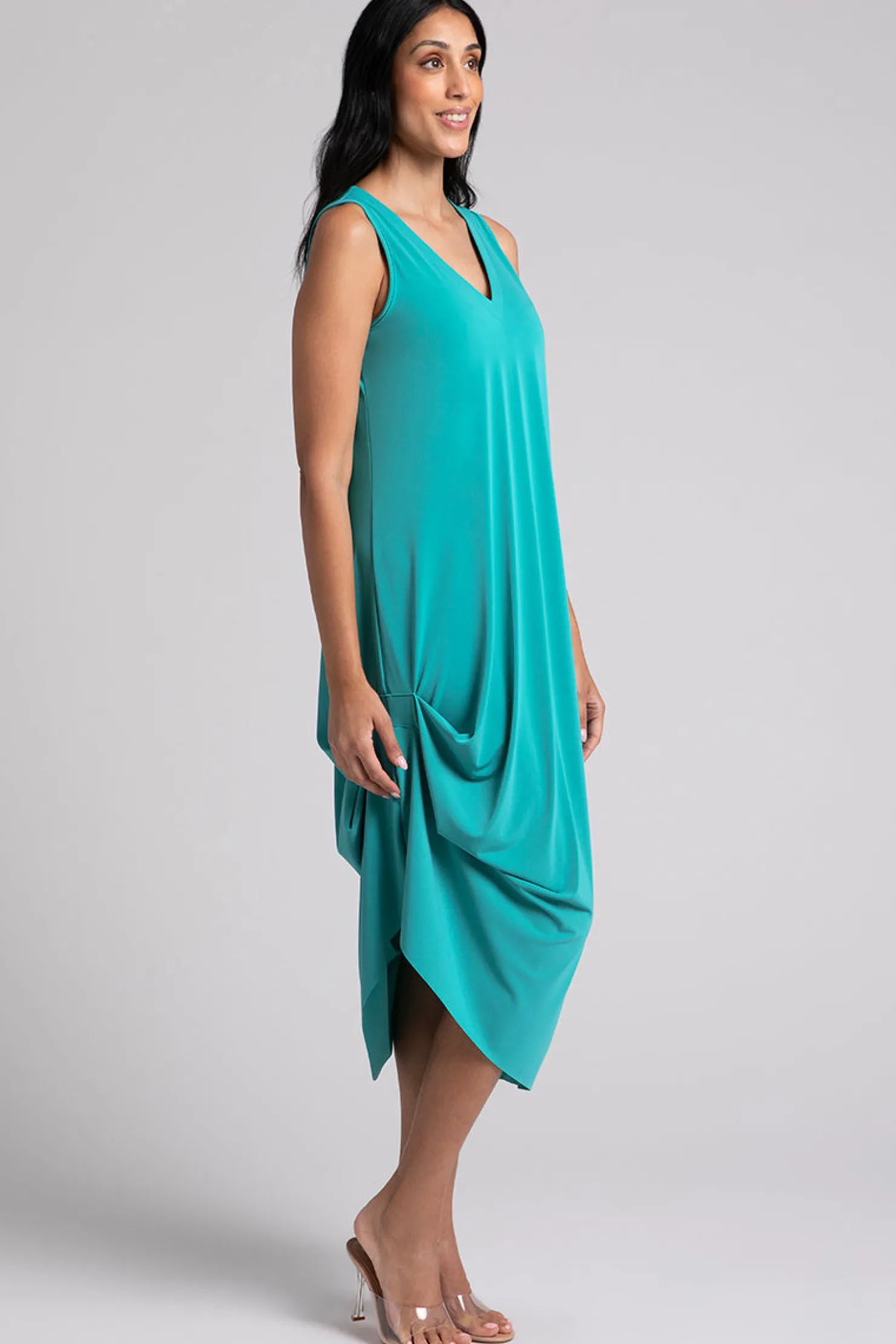 Sympli Dresses>Sleeveless Drama Dress Gem