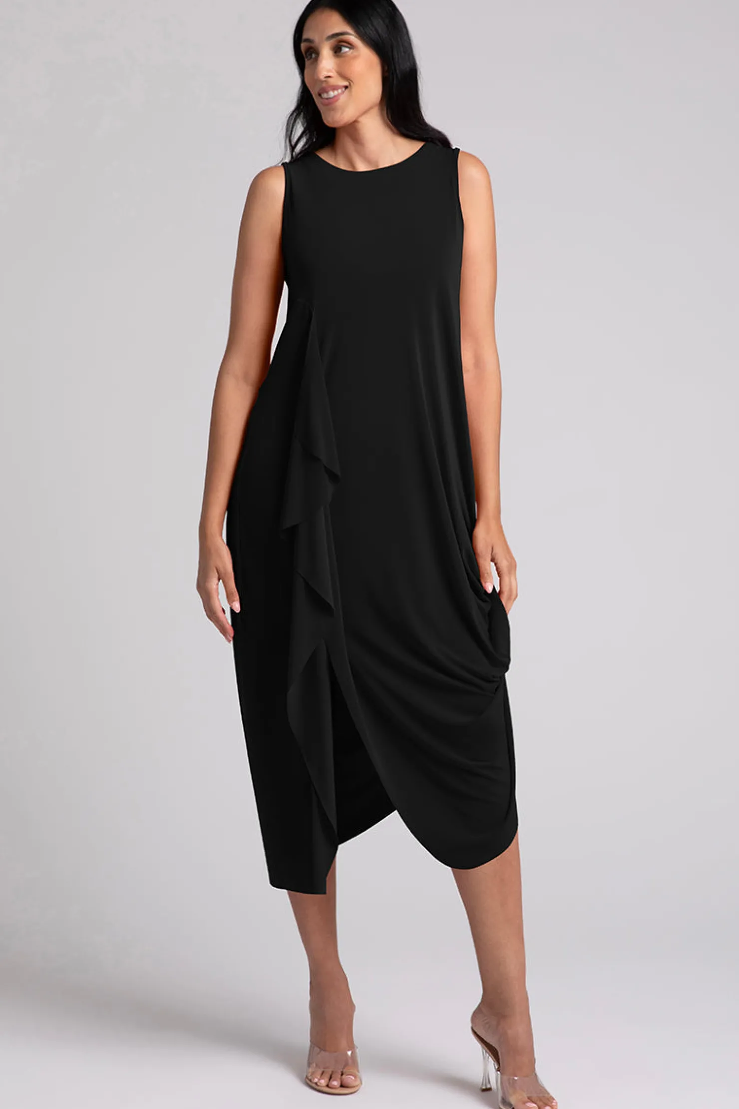 Sympli Dresses>Sleeveless Drama Dress Black