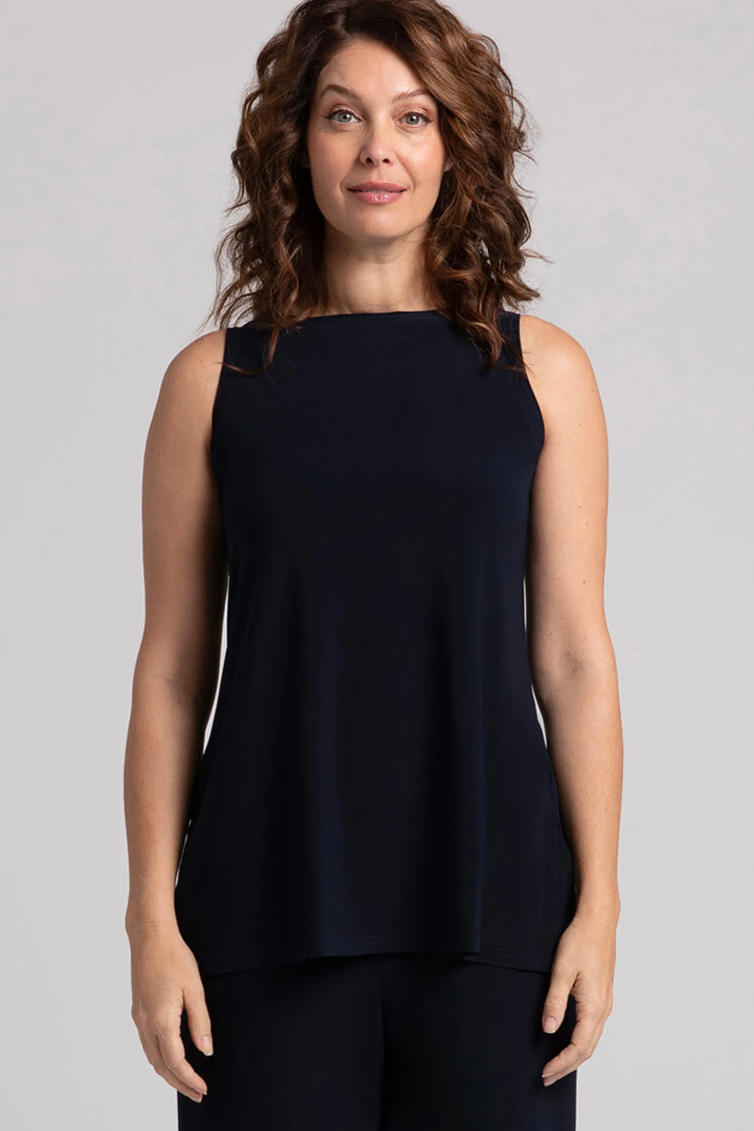 Sympli Tops>Sleeveless Nu Ideal Tunic Navy