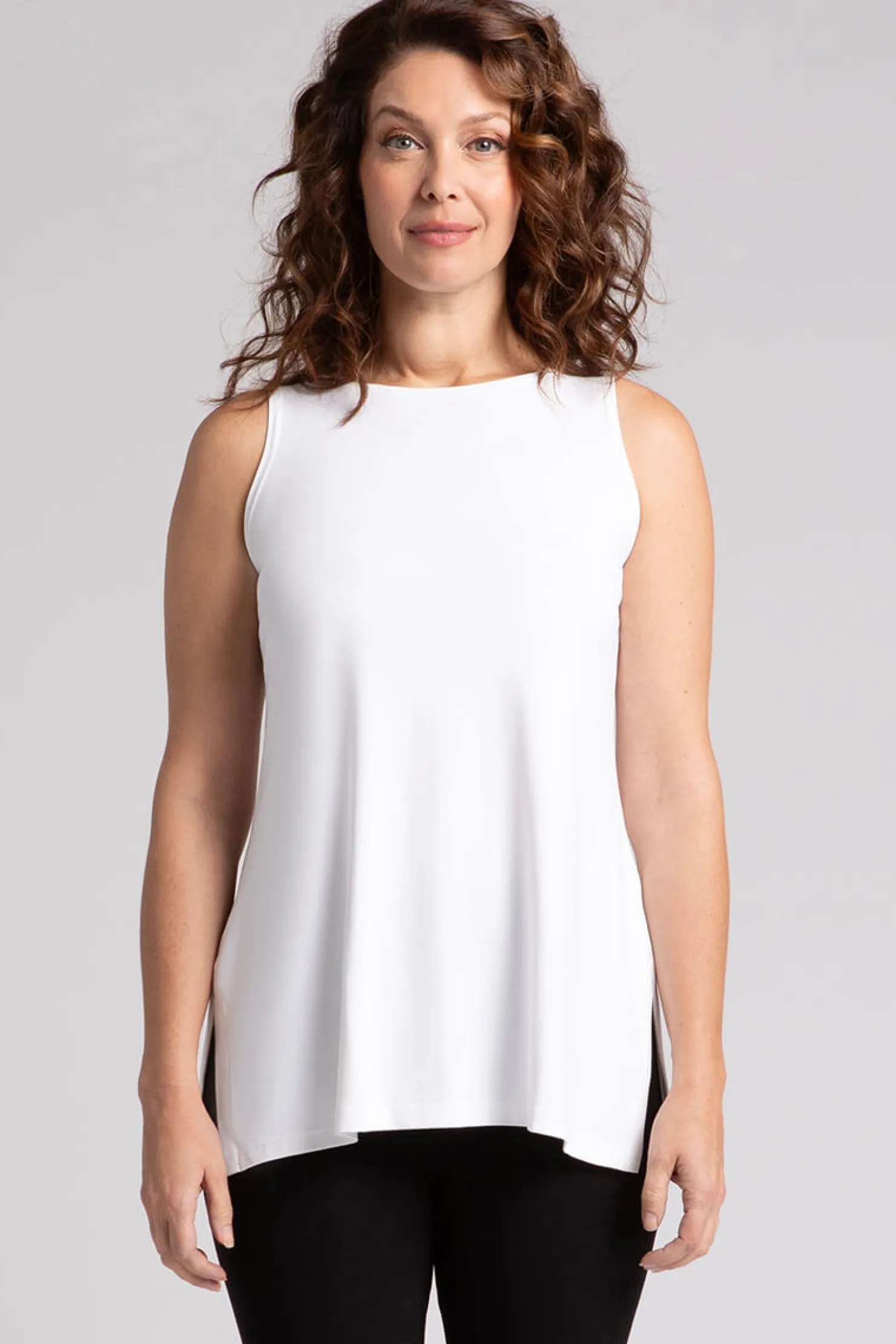 Sympli Tops>Sleeveless Nu Ideal Tunic White