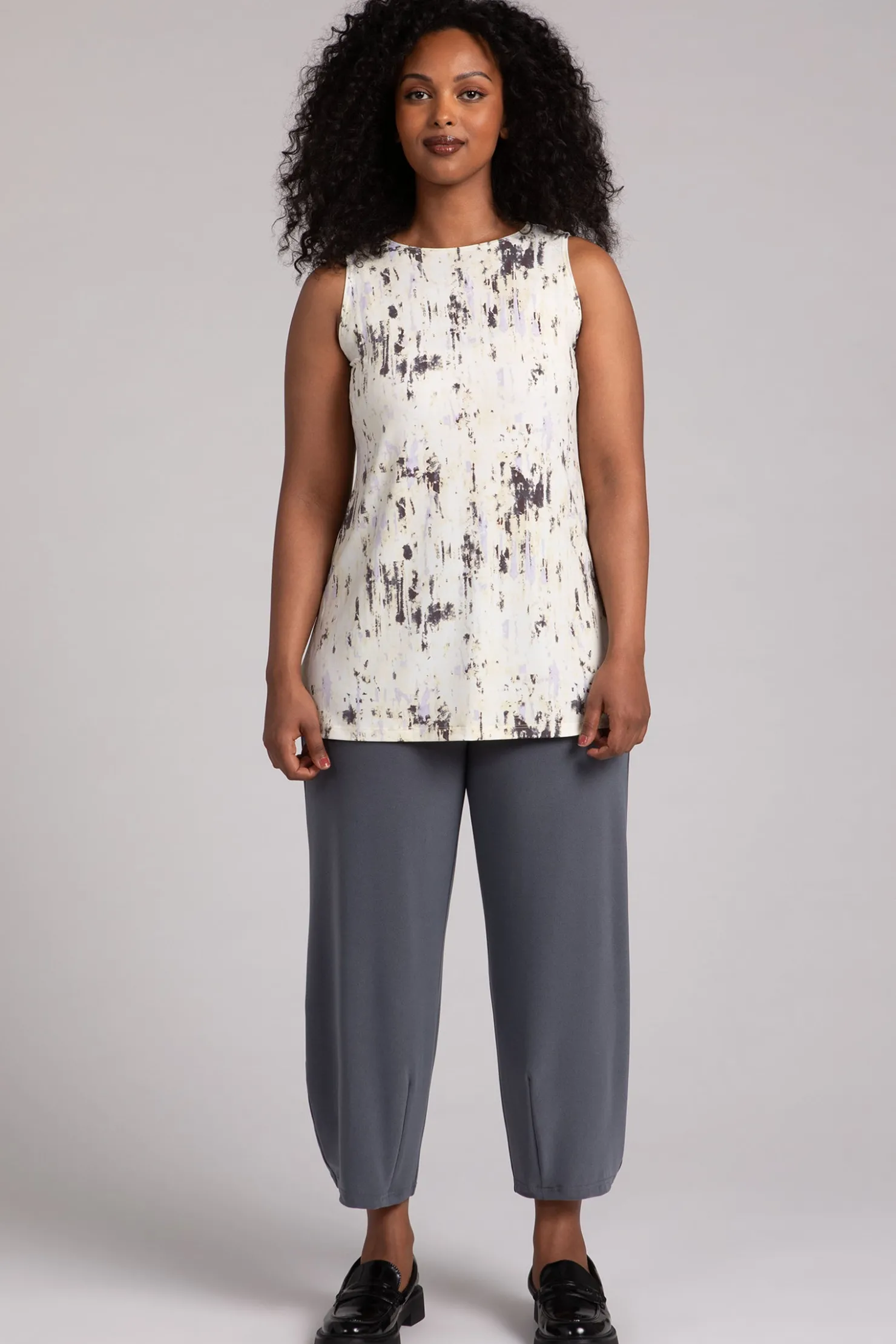 Sympli Tops>Sleeveless Nu Ideal Tunic CamoIlluminate