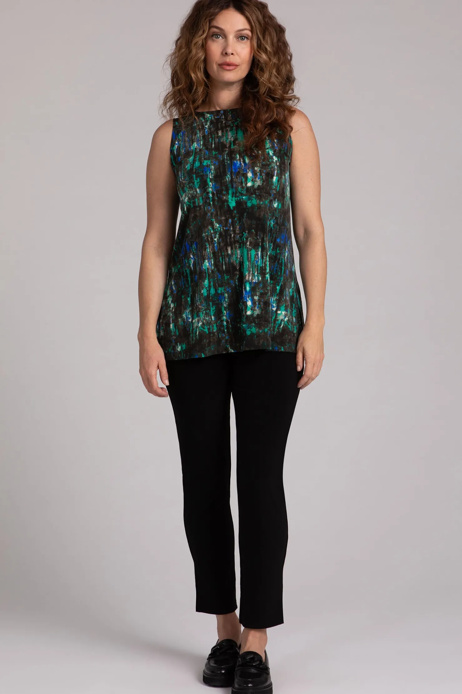 Sympli Tops>Sleeveless Nu Ideal Tunic CamoForest