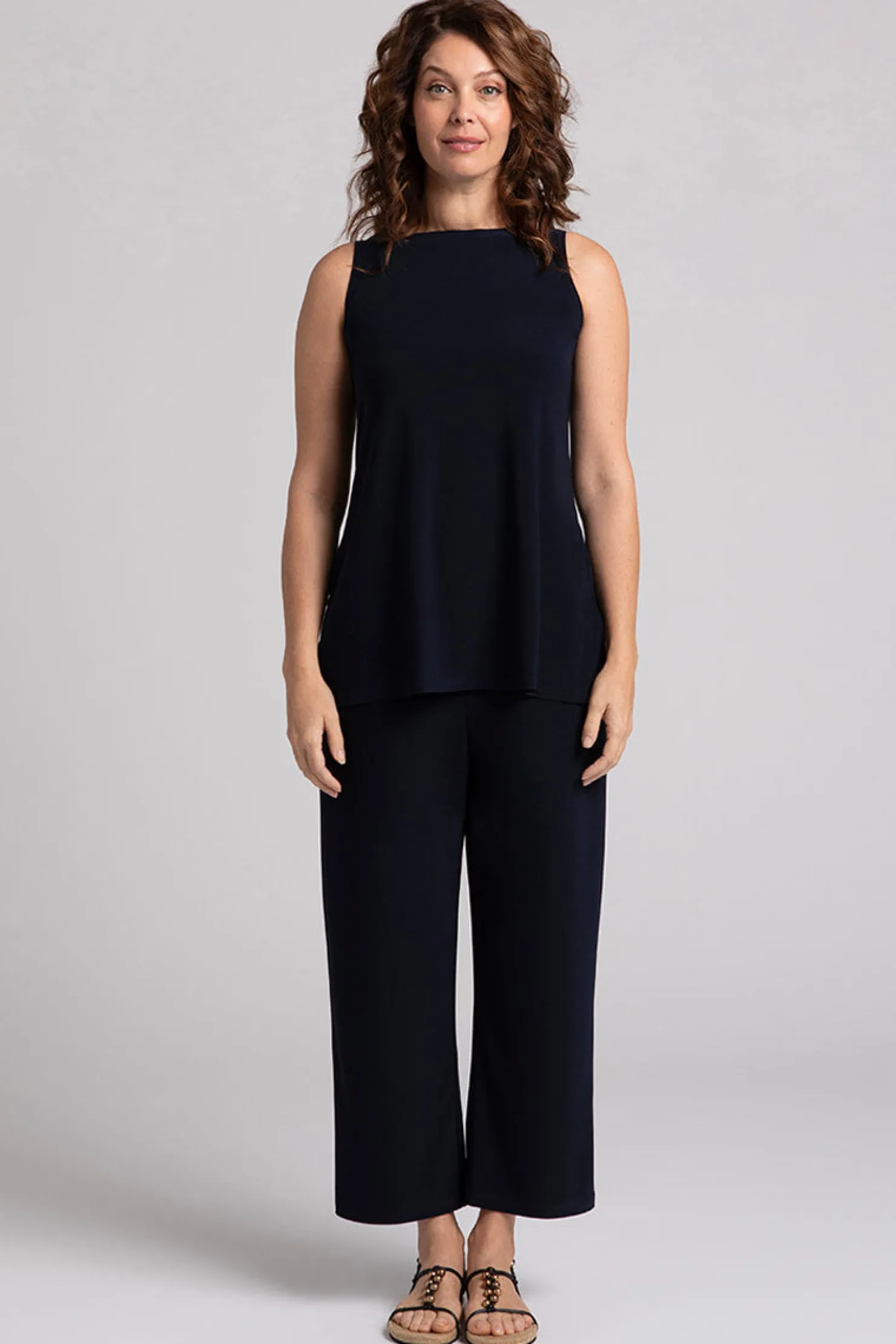 Sympli Tops>Sleeveless Nu Ideal Tunic Navy