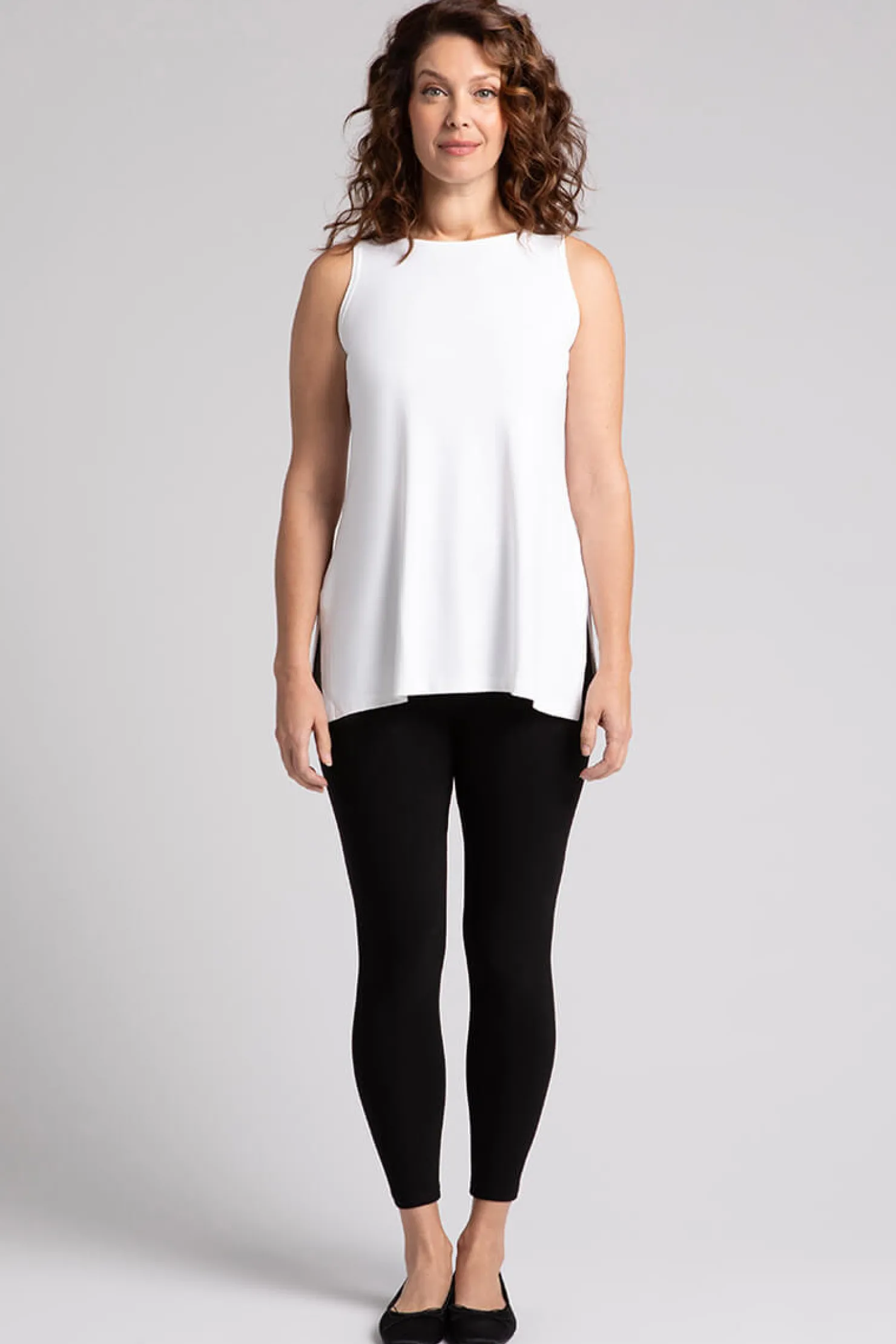 Sympli Tops>Sleeveless Nu Ideal Tunic White