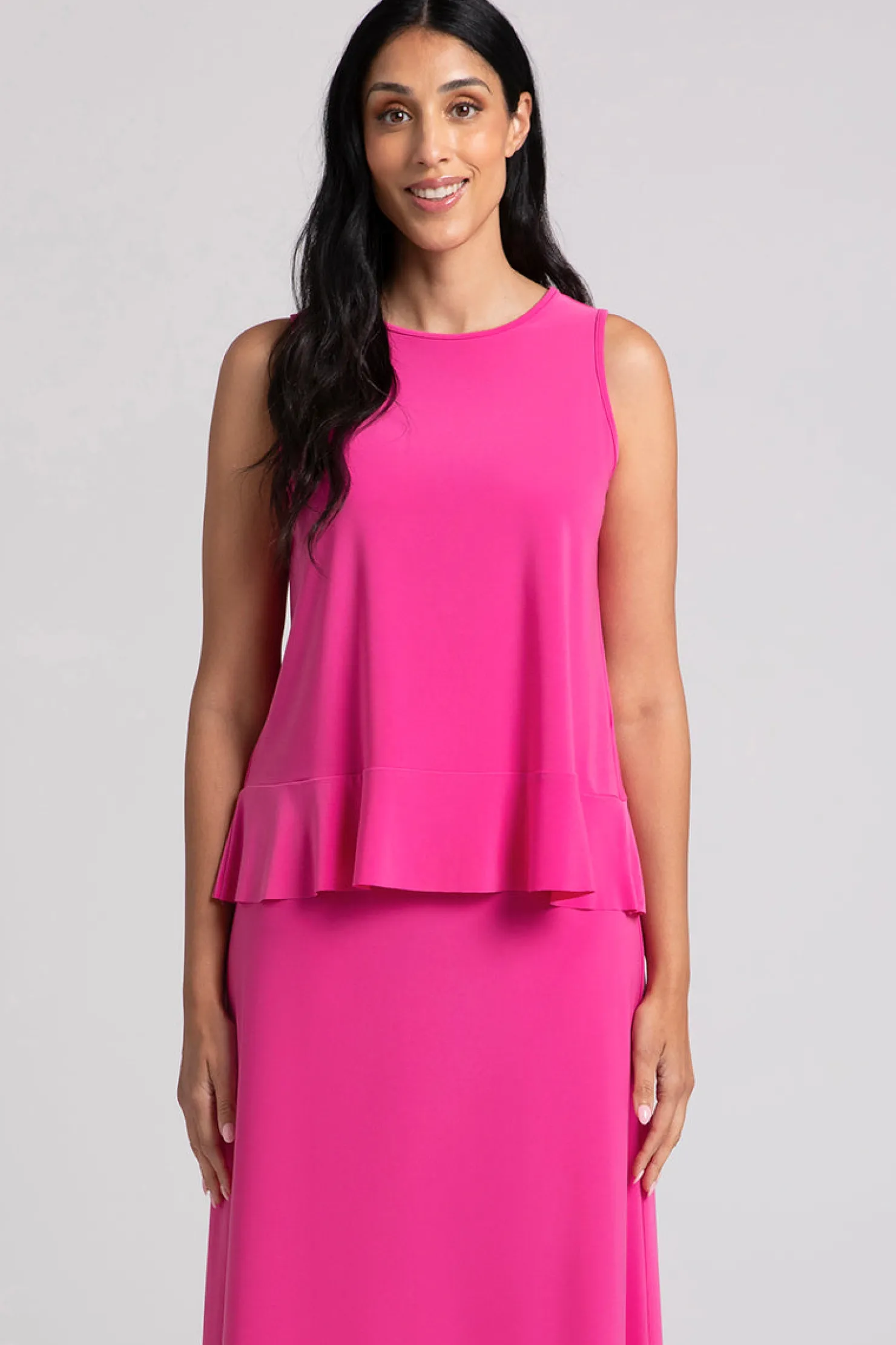 Sympli Tops>Sleeveless Peplum Top Peony