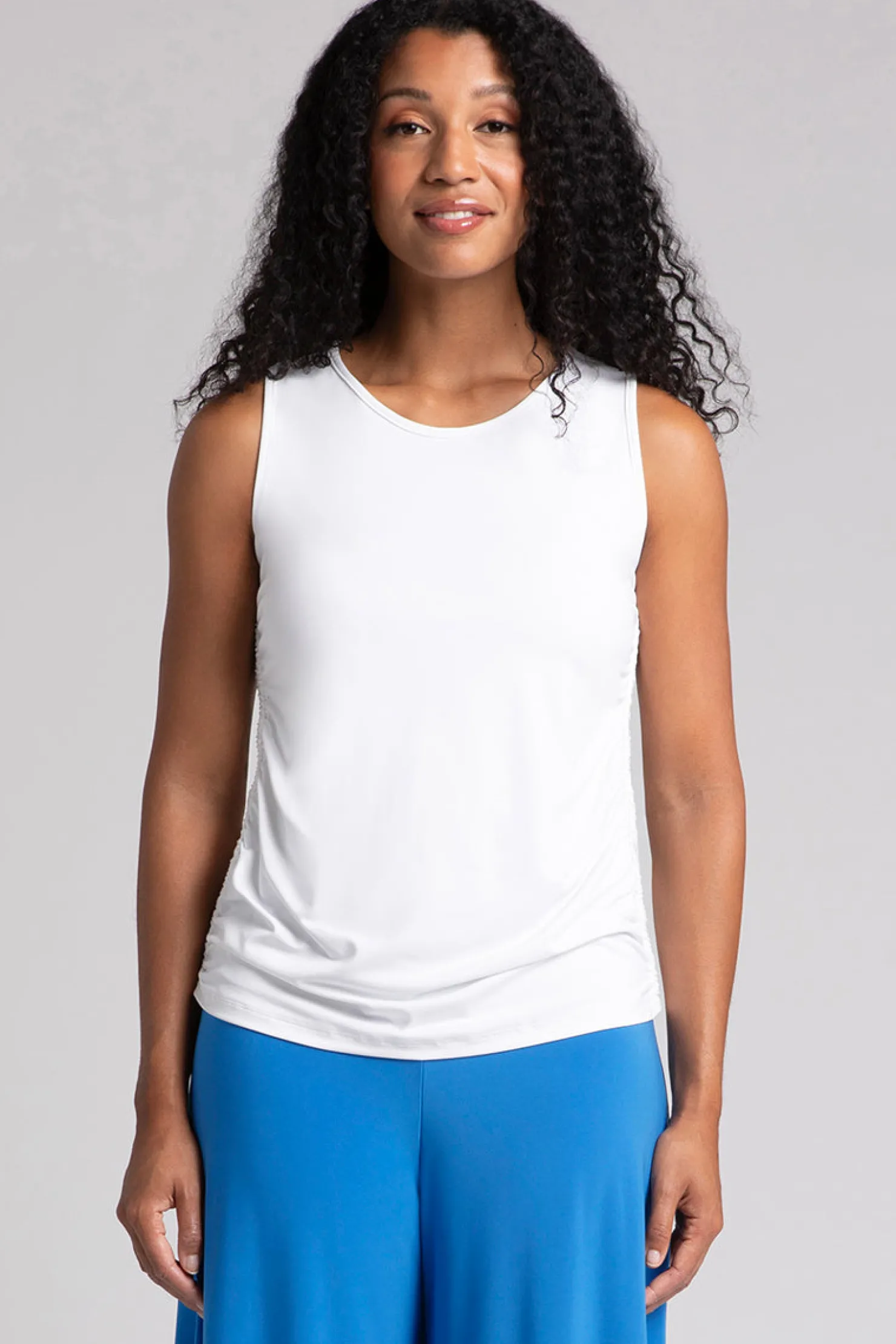 Sympli Tops>Slim Fete Sleeveless Top White