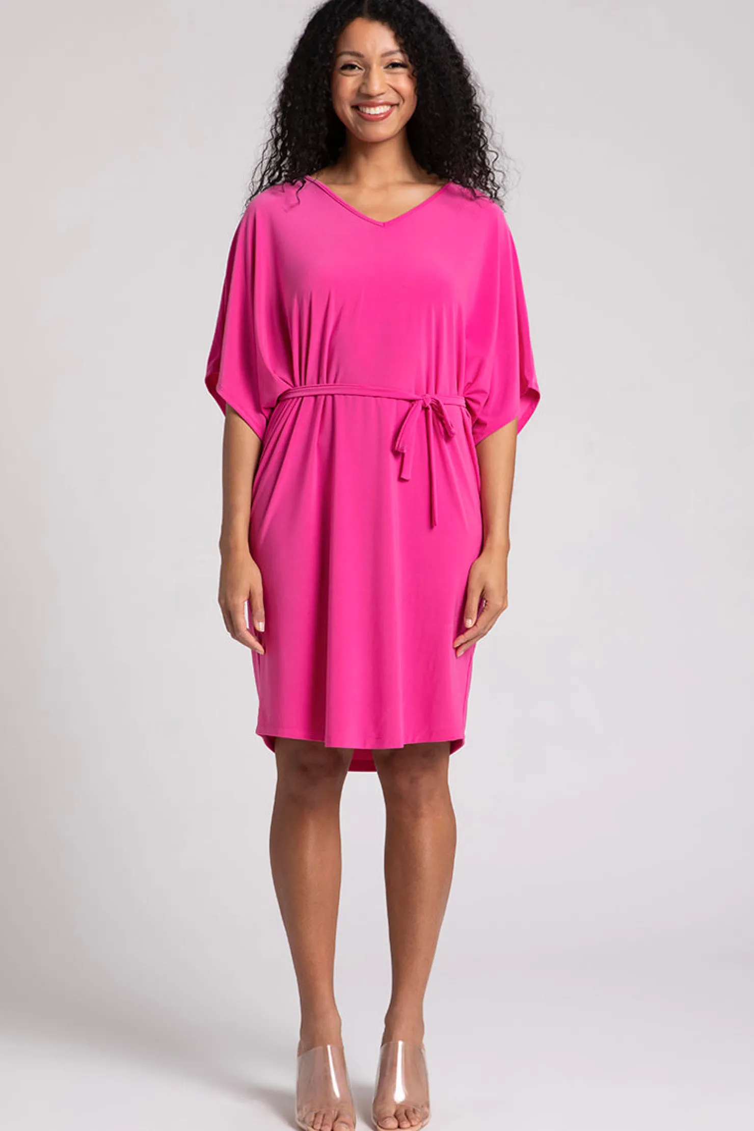 Sympli Dresses>Slouchy V-Neck Dress with Tie Peony
