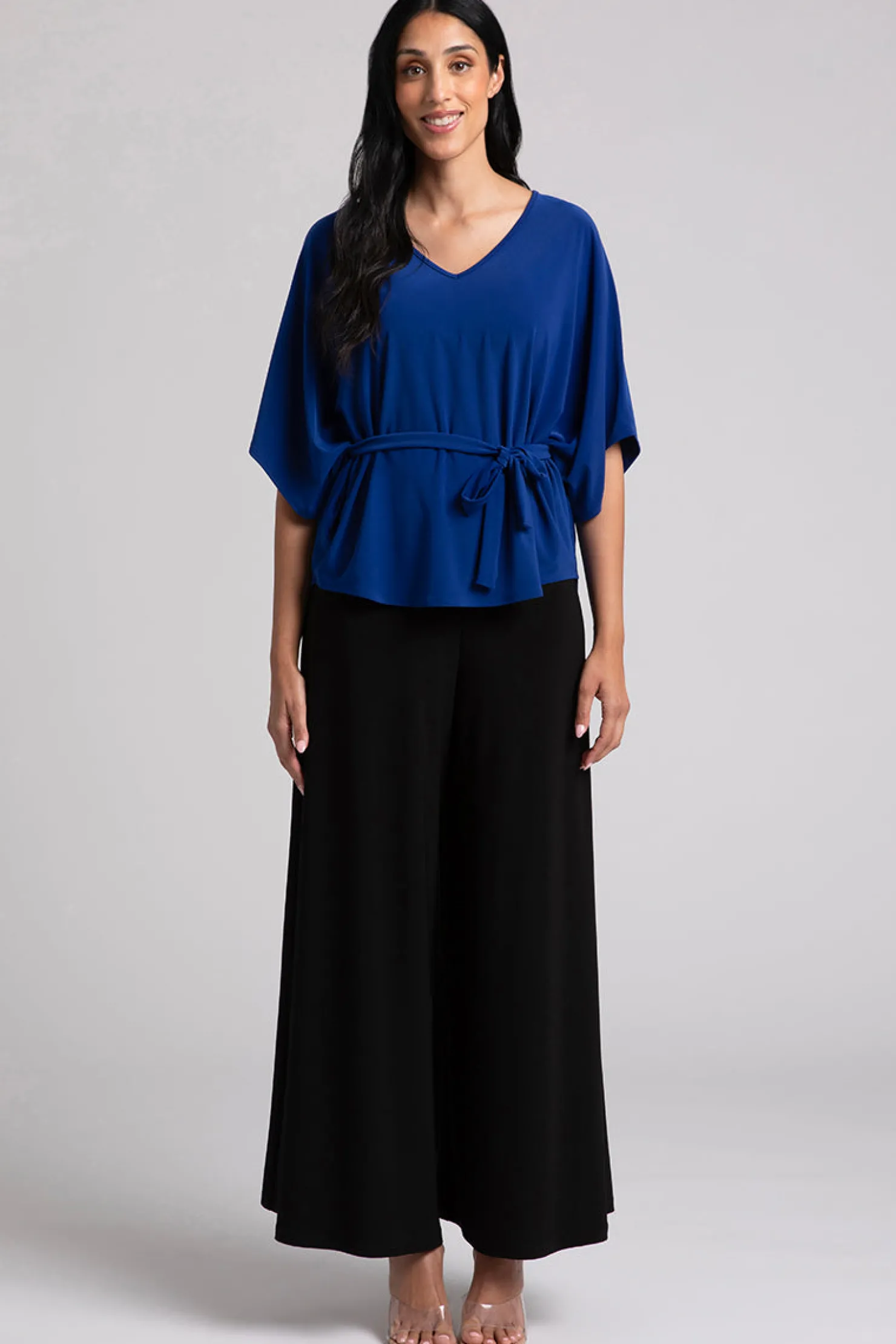 Sympli Tops>Slouchy V-Neck Top with Tie Twilight