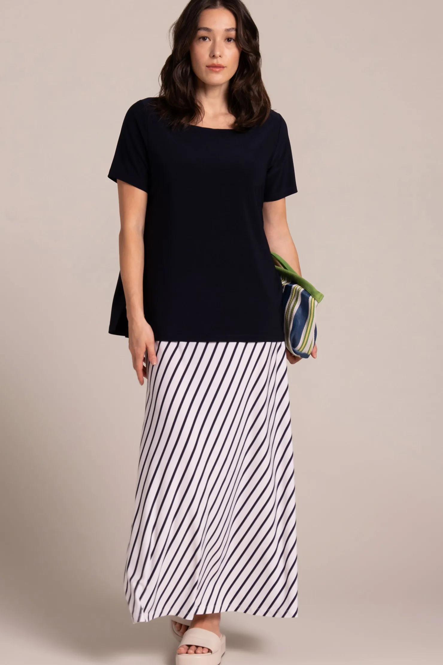 Sympli Tops>Soft Square Neck Top Navy