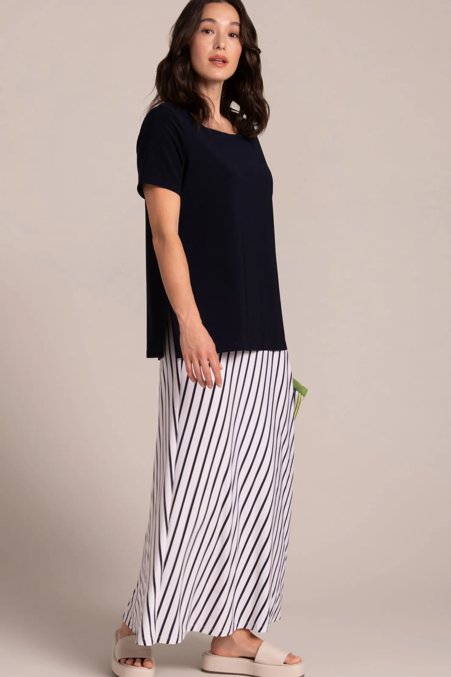 Sympli Tops>Soft Square Neck Top Navy