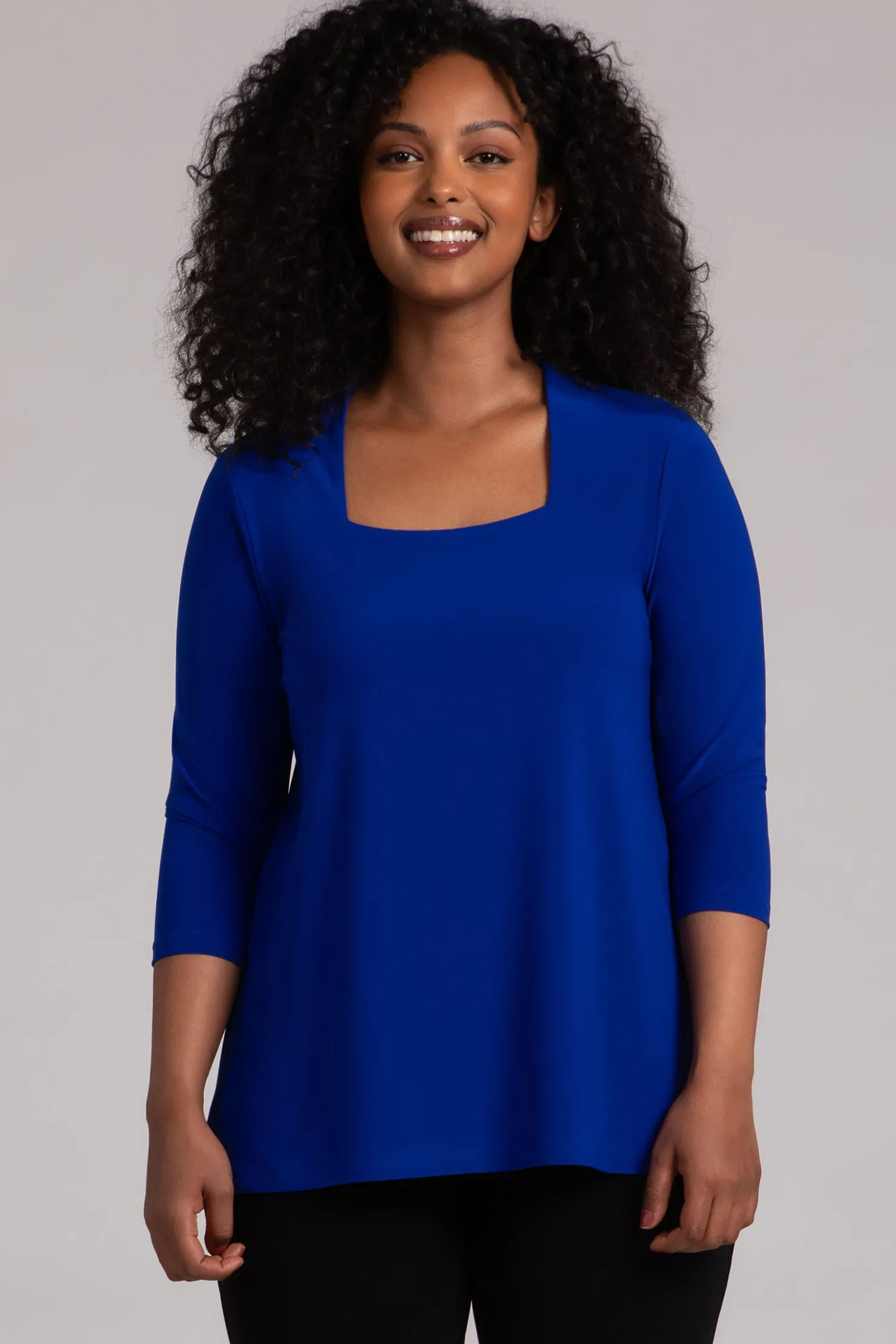Sympli Tops>Square Neck Top Lapis