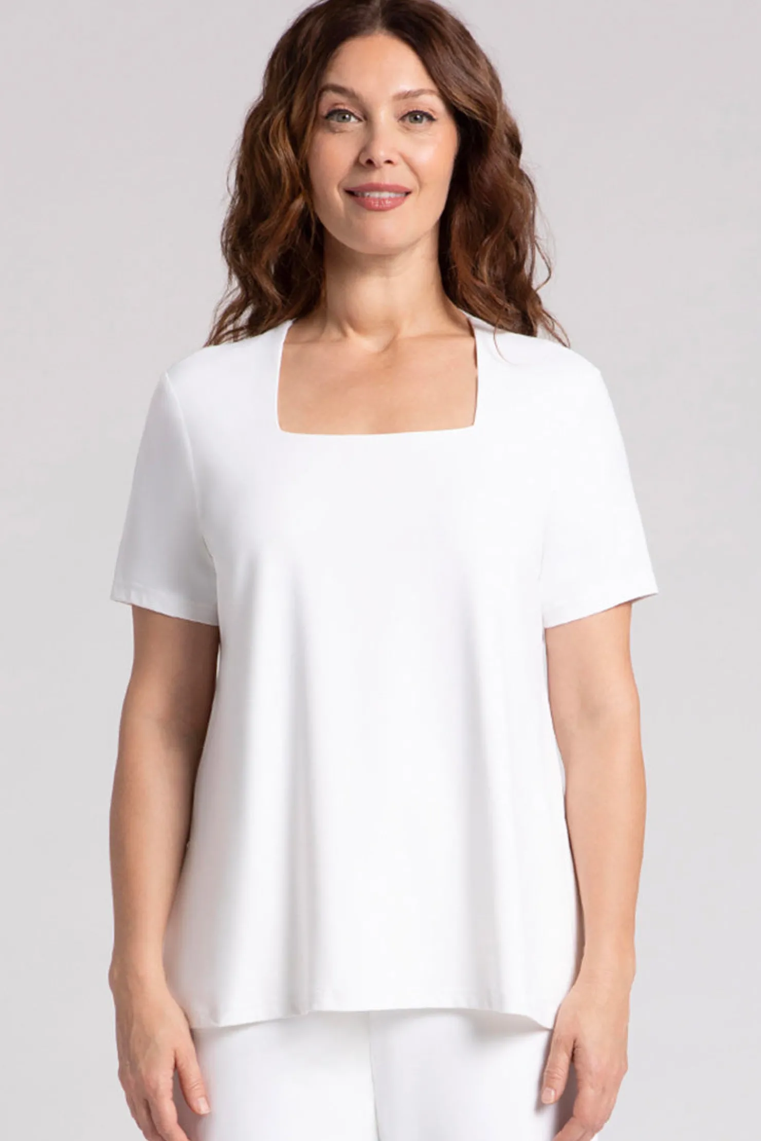 Sympli Tops>Square Neck Top White