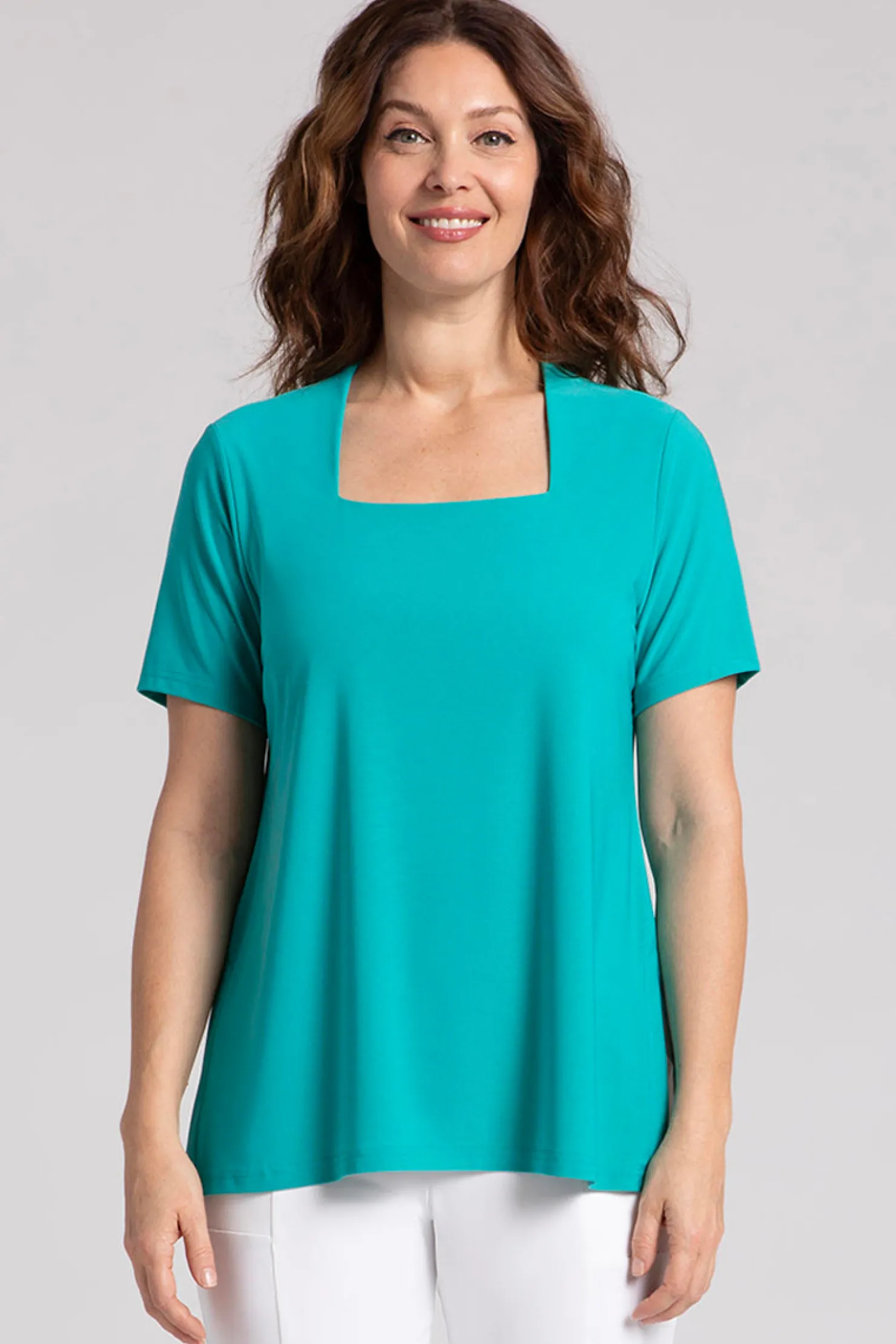 Sympli Tops>Square Neck Top Gem