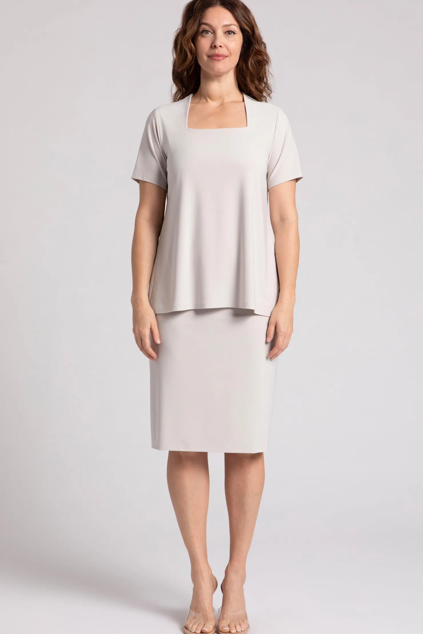 Sympli Tops>Square Neck Top Cashew