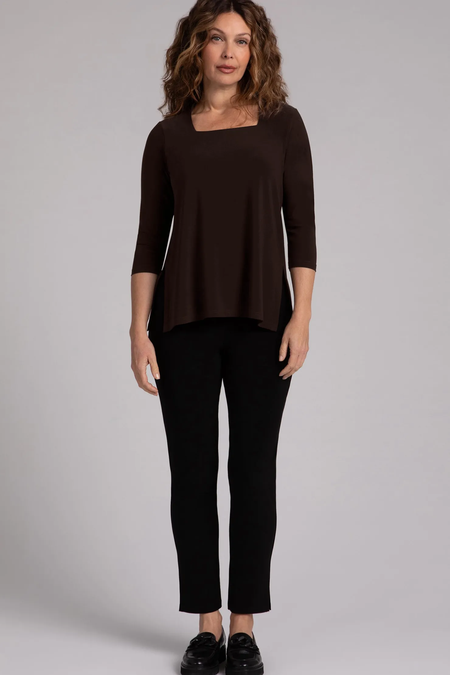 Sympli Tops>Square Neck Top Chocolate