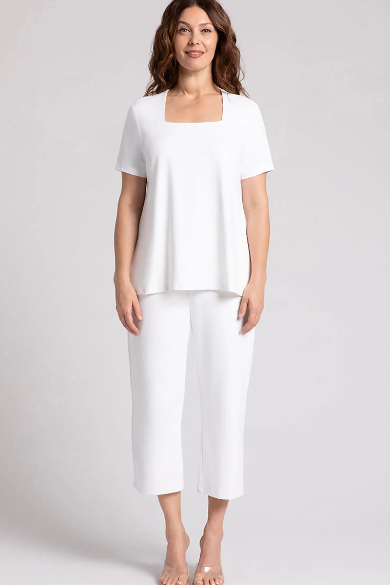 Sympli Tops>Square Neck Top White